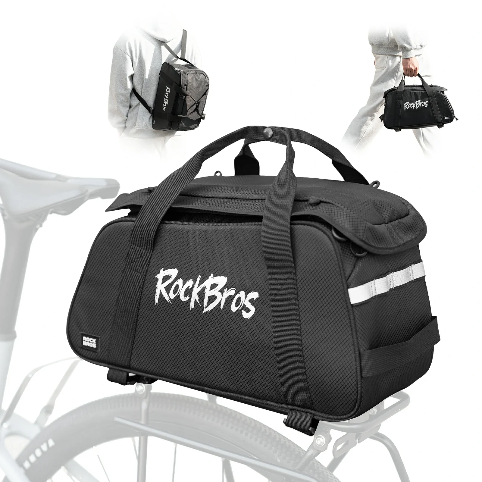 3-in-1 Bike Pannier Bag 10.5L Rear Rack Bag Backpack - Image 3