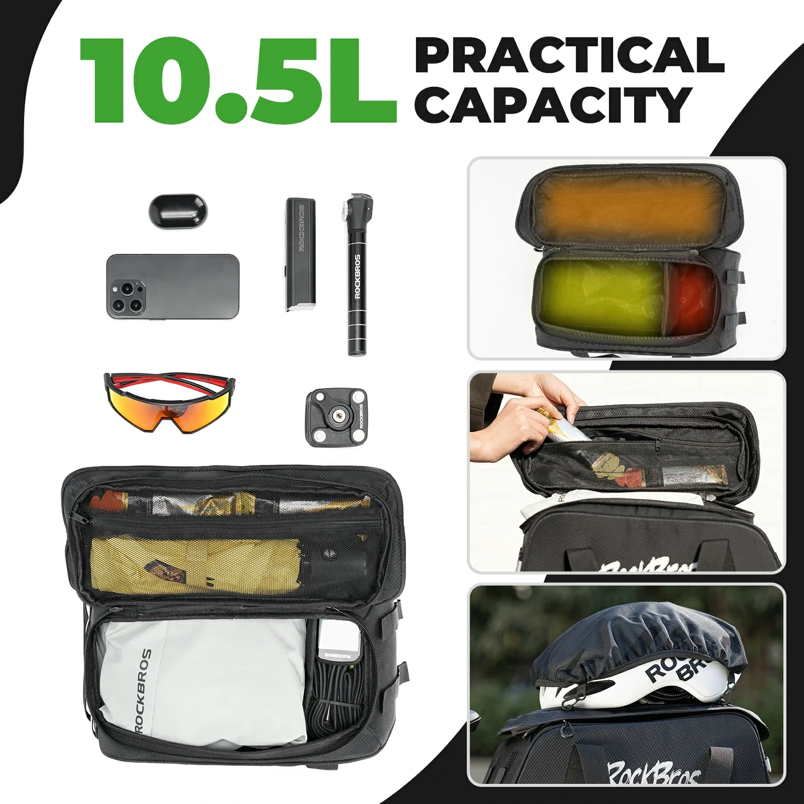 3-in-1 Bike Pannier Bag 10.5L Rear Rack Bag Backpack - Image 5