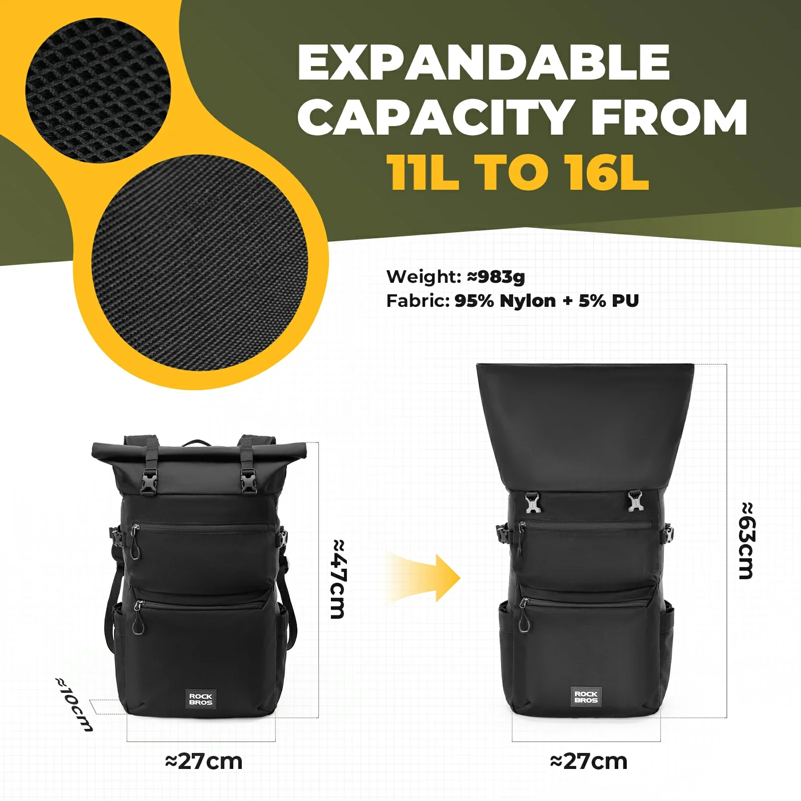 3 in 1 Bike Pannier Bag Rack Shoulder Bag 11-16L - Image 9