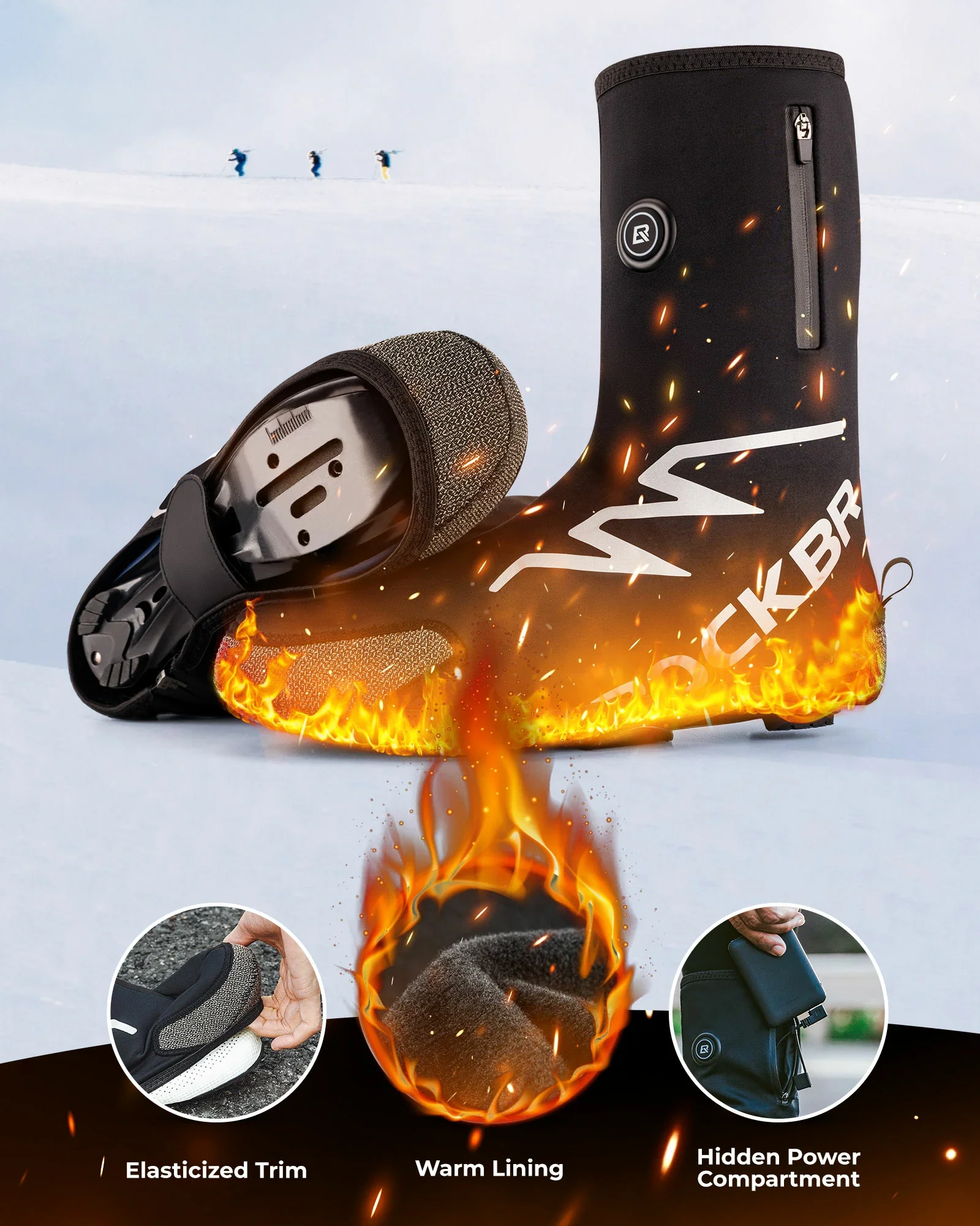 Battery Heated Overshoes for Cycling 5000mAh Waterproof Warm - Image 3