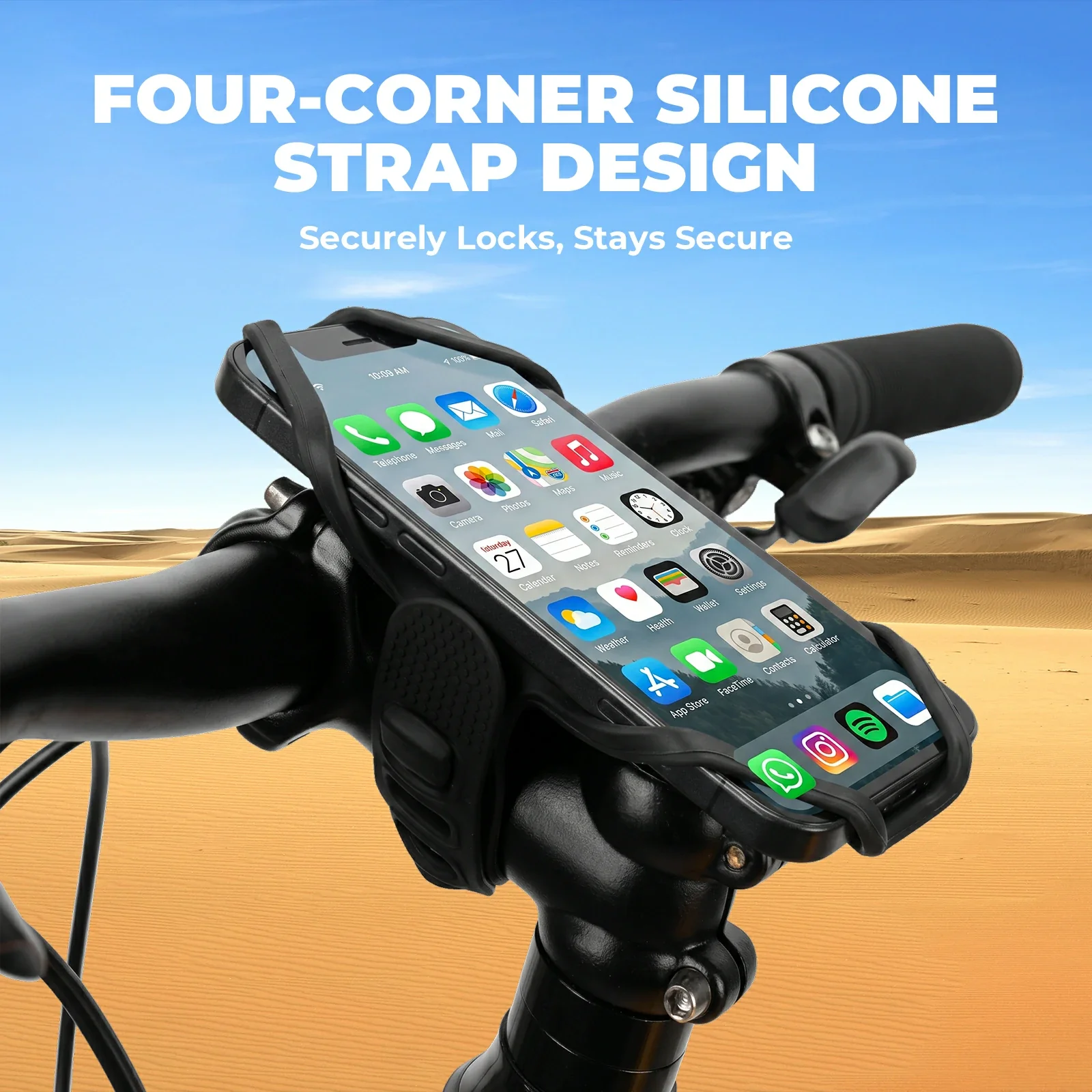 Bike Phone Holder Silicone Universal 4-Point Secure Mount - Image 4