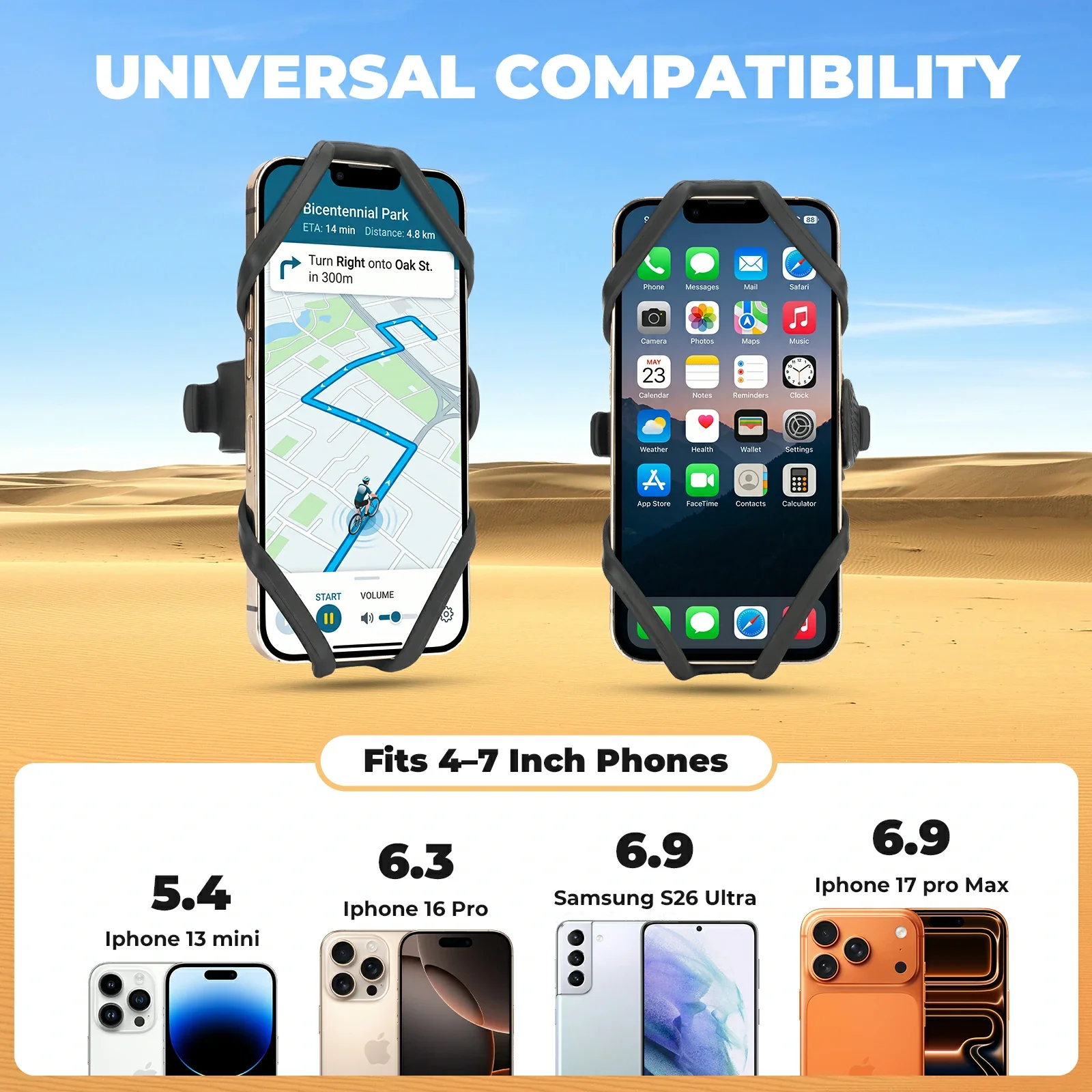 Bike Phone Holder Silicone Universal 4-Point Secure Mount - Image 7