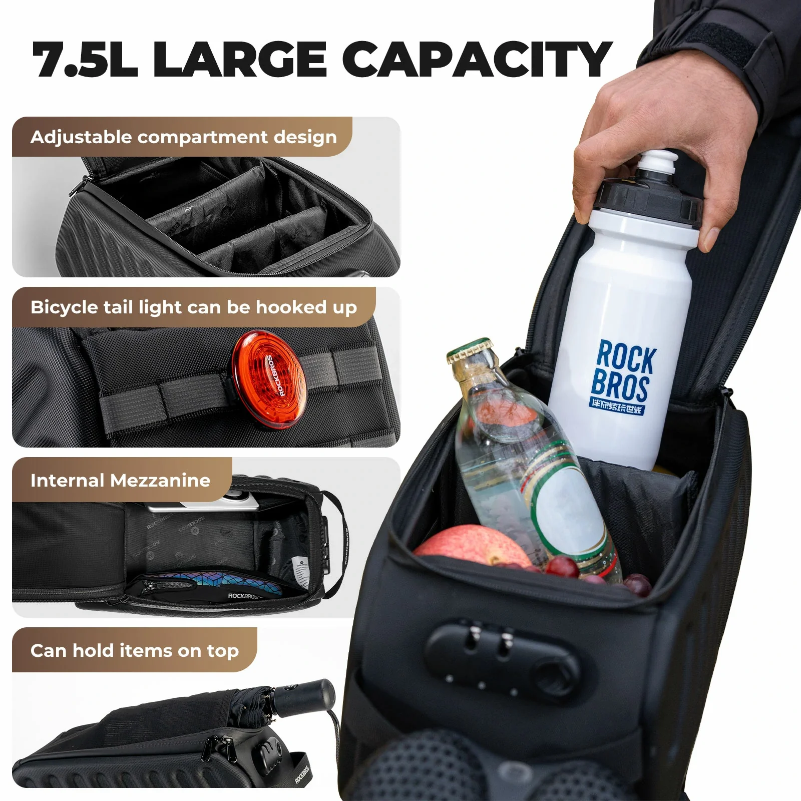 Bike Rack Bag Anti-Theft with Combination Lock 7.5 L - Image 3