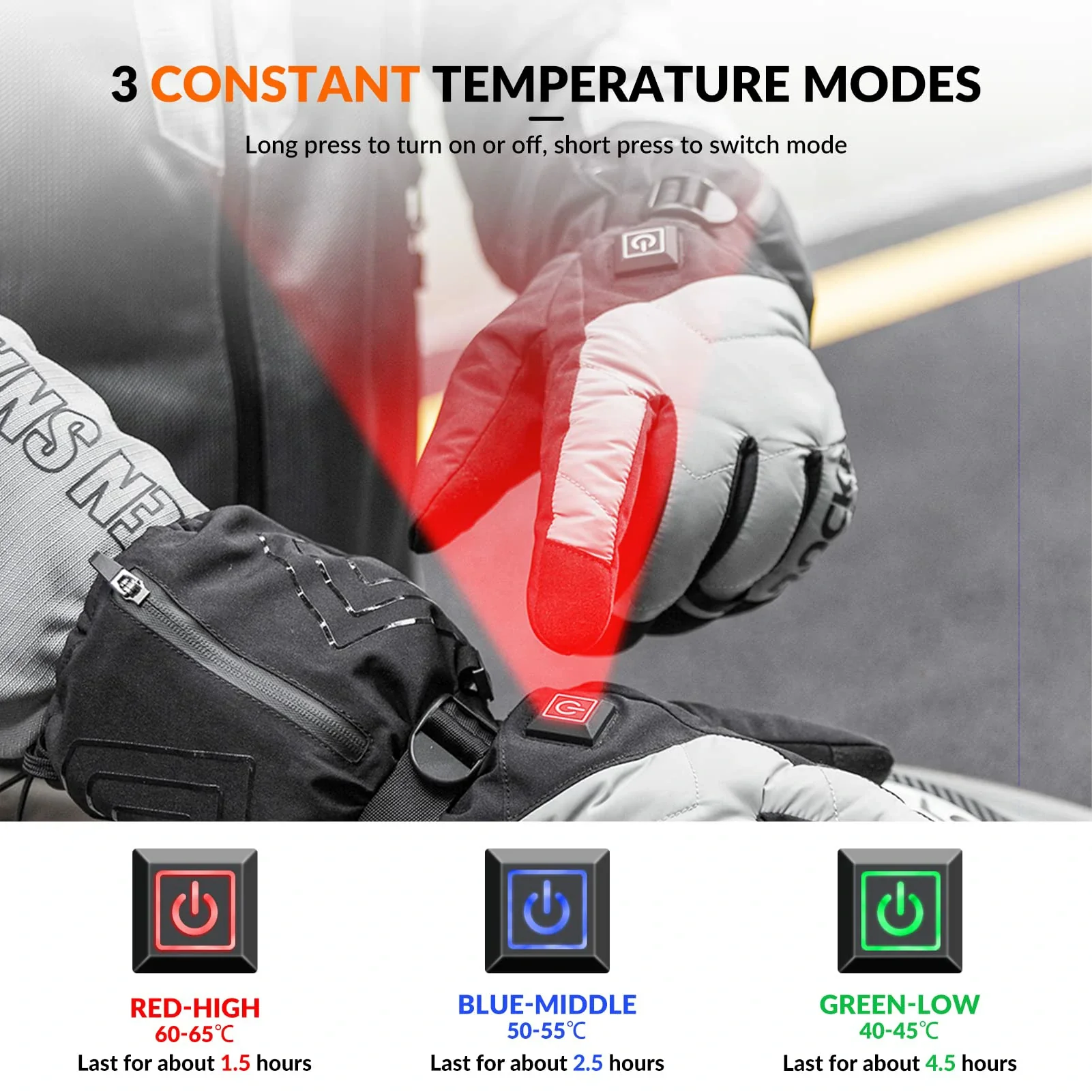 Cycling Gloves Electric Heated Winter Warm Touch Screen - Image 3