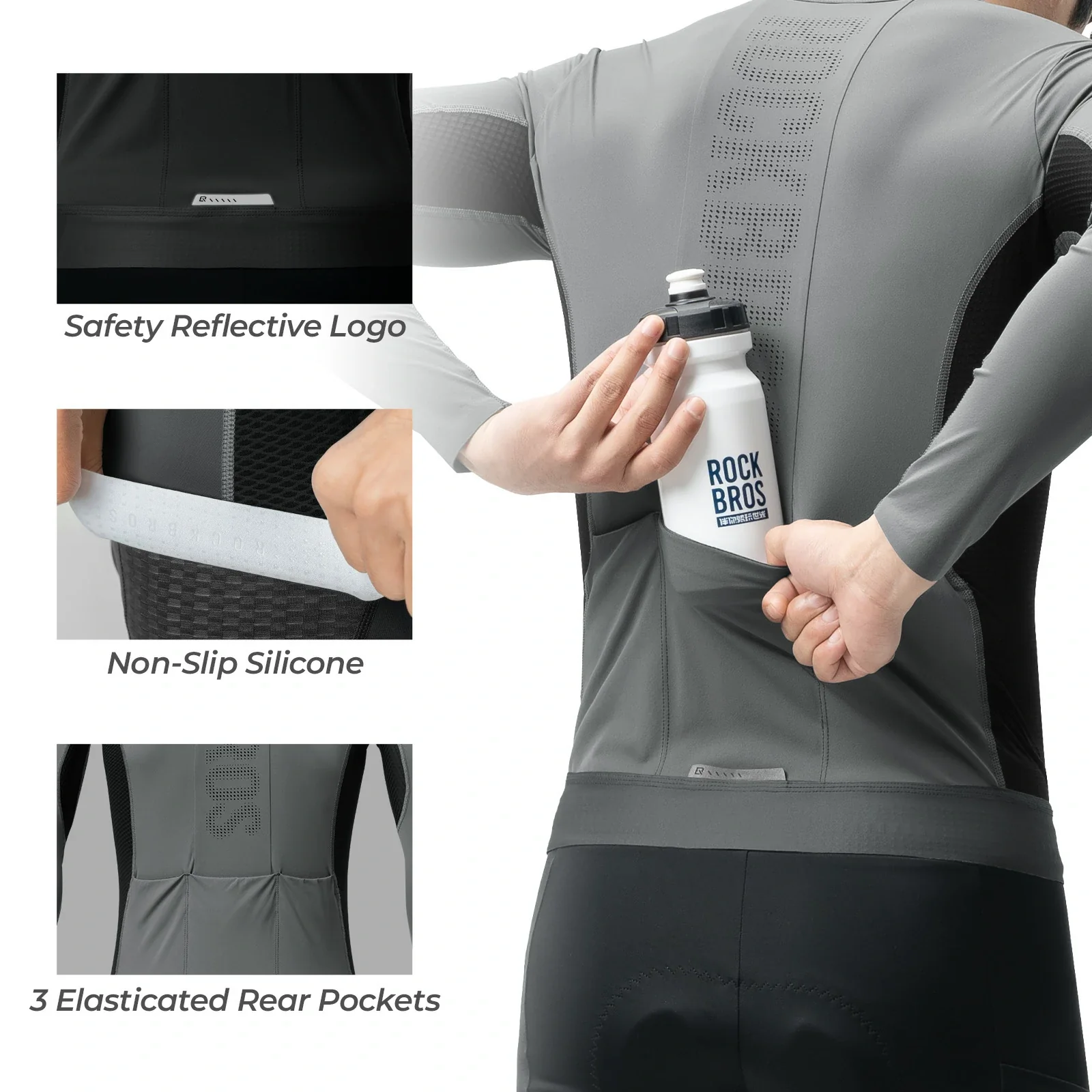 Cycling Jersey Long Sleeve Breathable 3 Pocket - Image 14