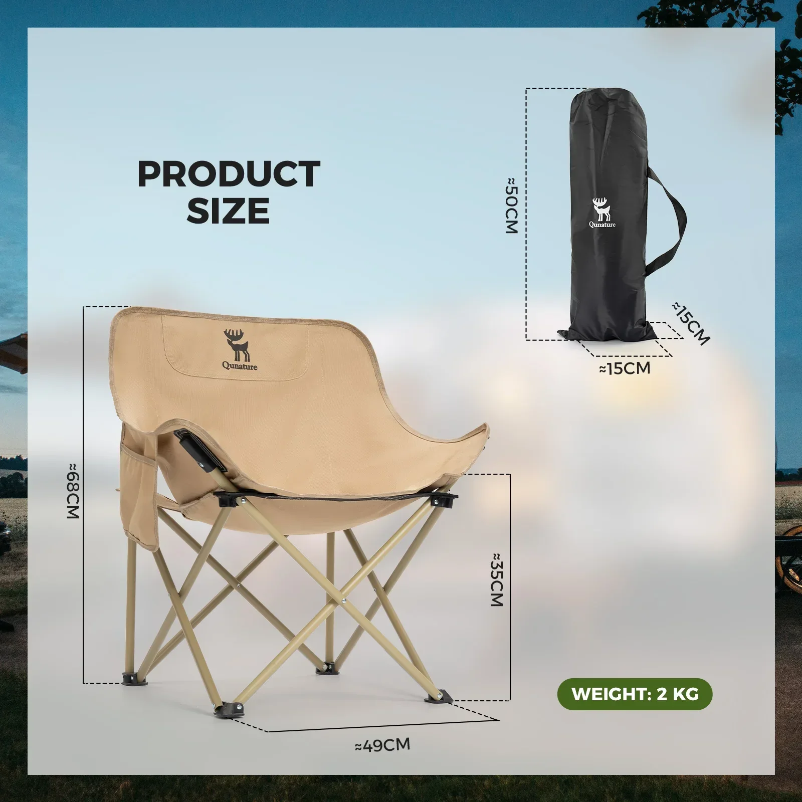 Folding Carbon Steel Camping Chair - Adult & Kids Sizes - Image 10