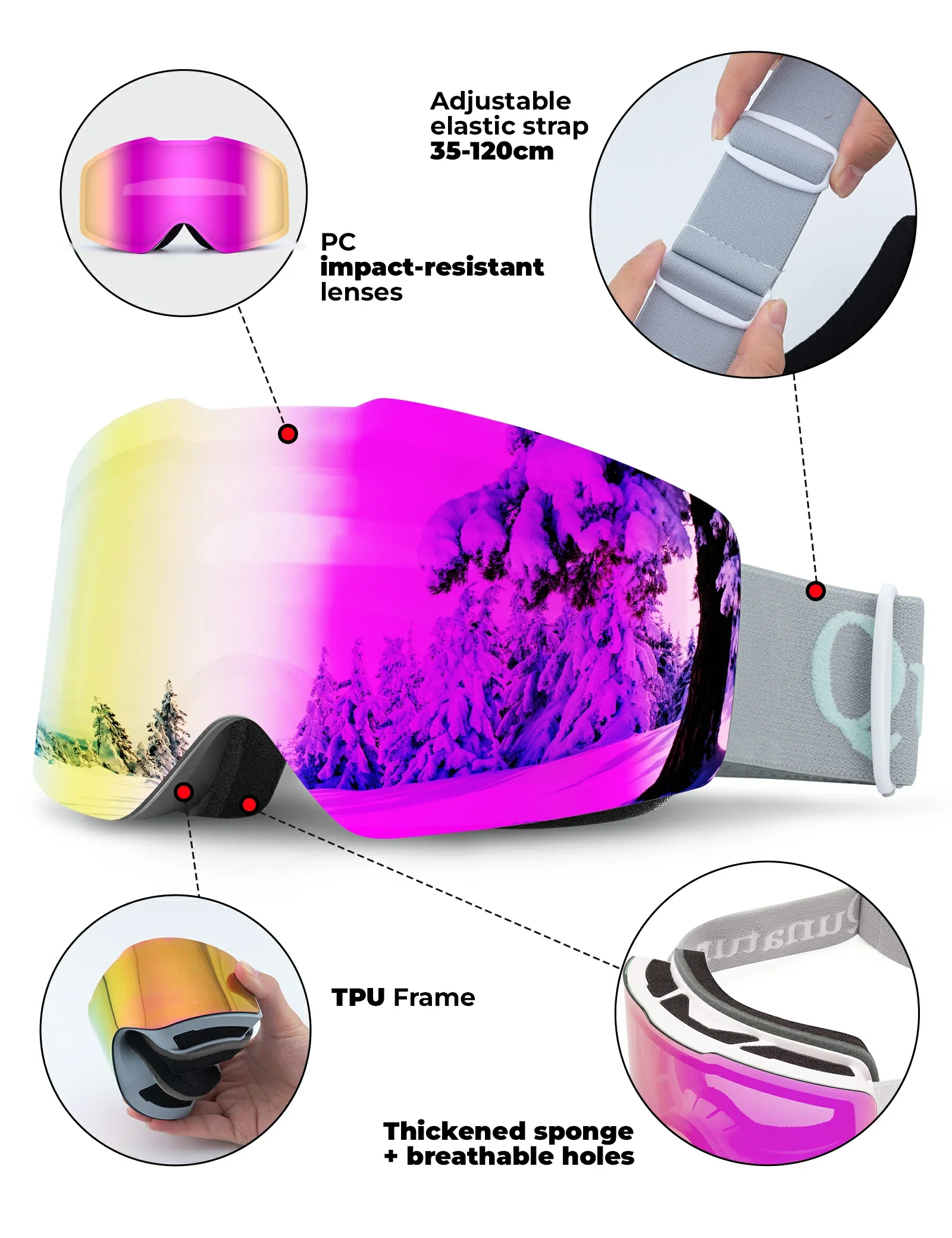 Frameless OTG Ski Goggles UV400 Anti-Fog Snowboard - Image 13