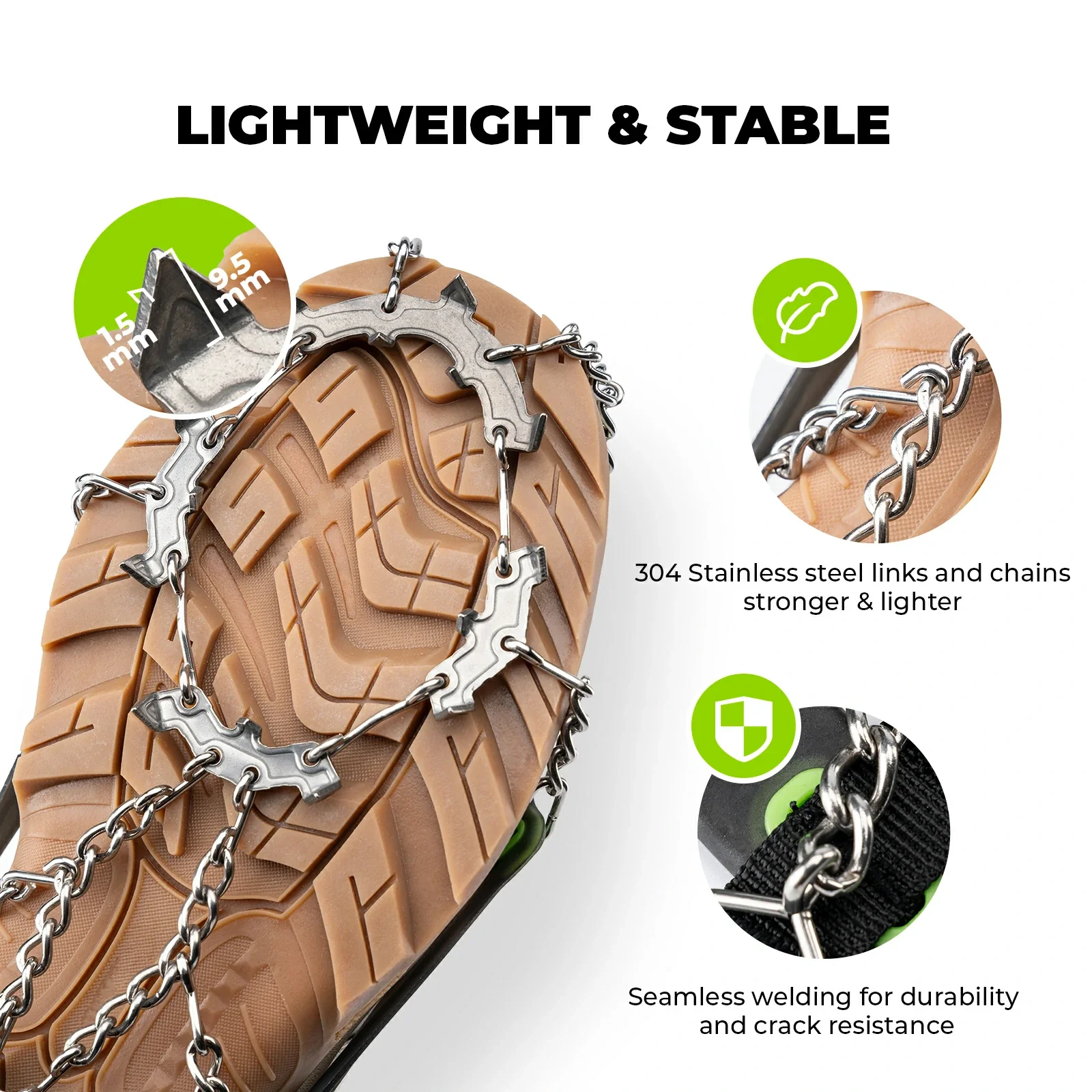 Ice Traction Cleats – 22 Stainless Steel Spikes for Extreme Grip on Snow & Ice - Image 4