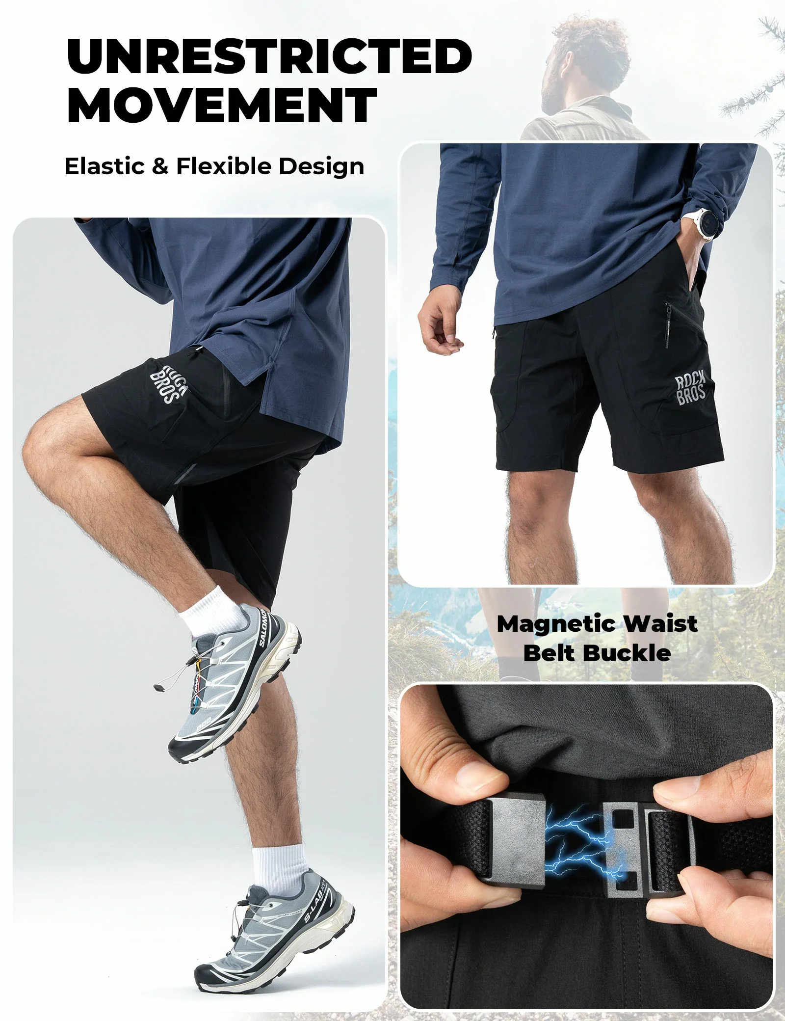 Lightweight Sports Shorts with Magnetic Waist & Secure Pockets - Image 6
