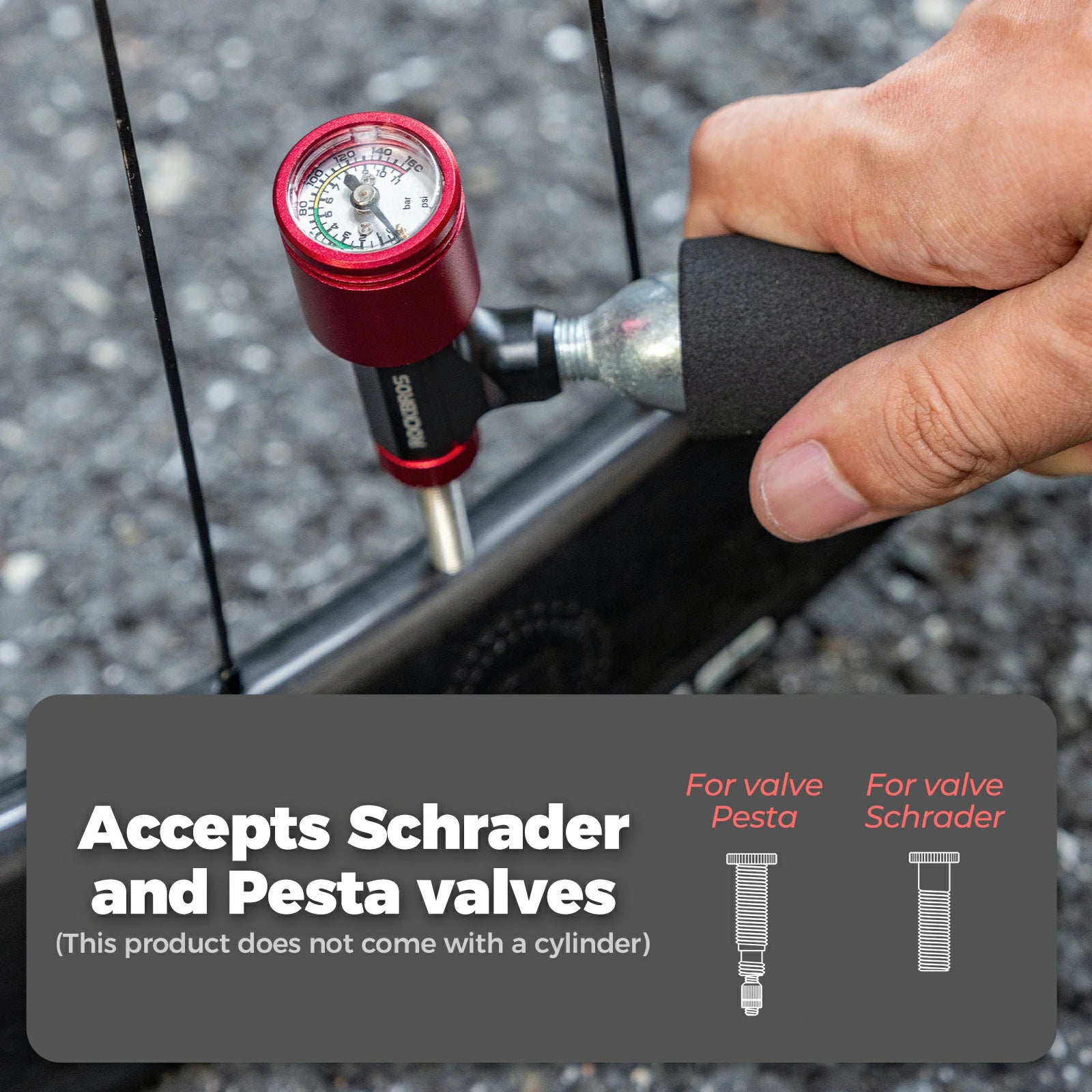 Mini Bicycle Pump with Barometer for Presta & Schrader Valve - Image 6