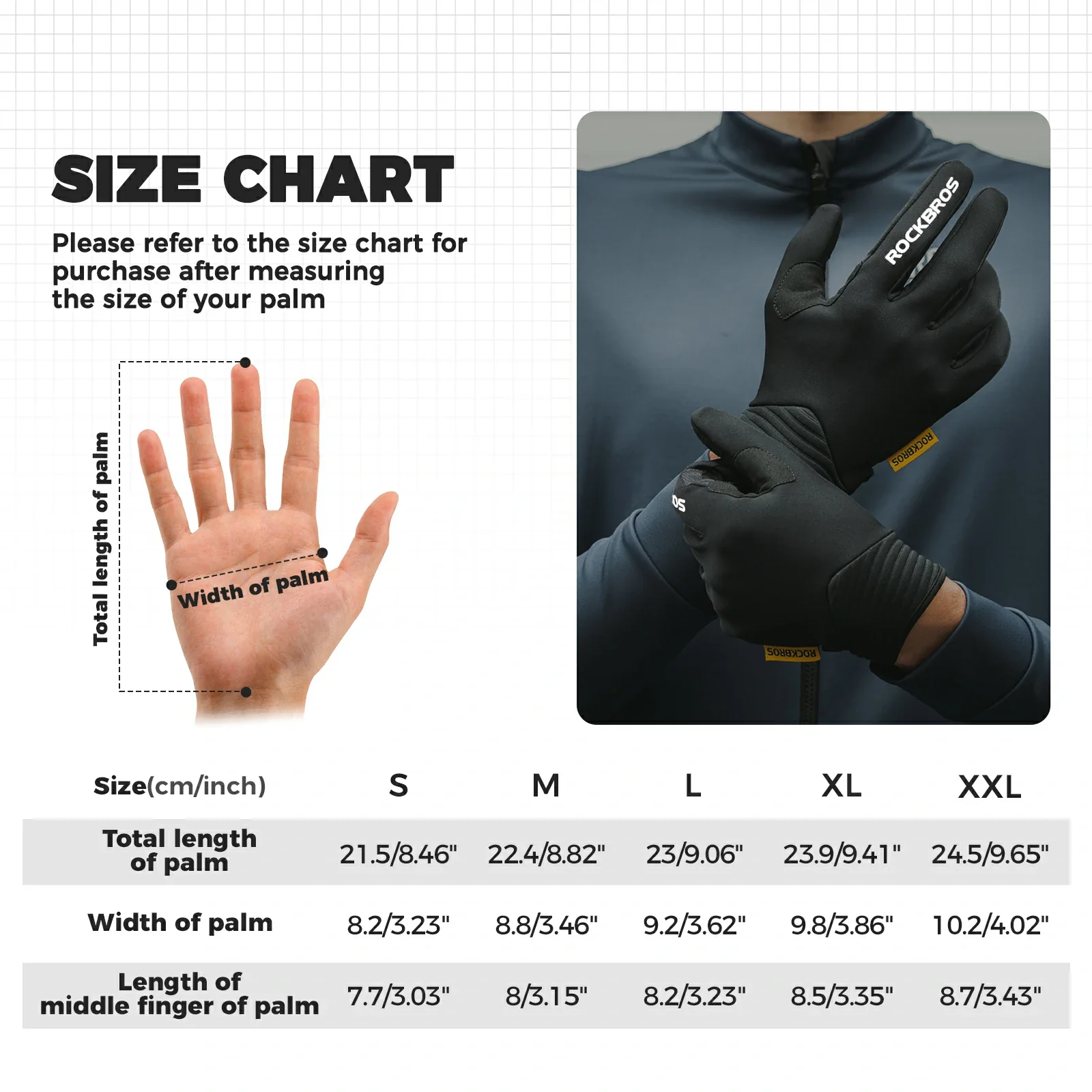 MTB Full Finger Cycling Gloves Water Resistant Touchscreen - Image 6