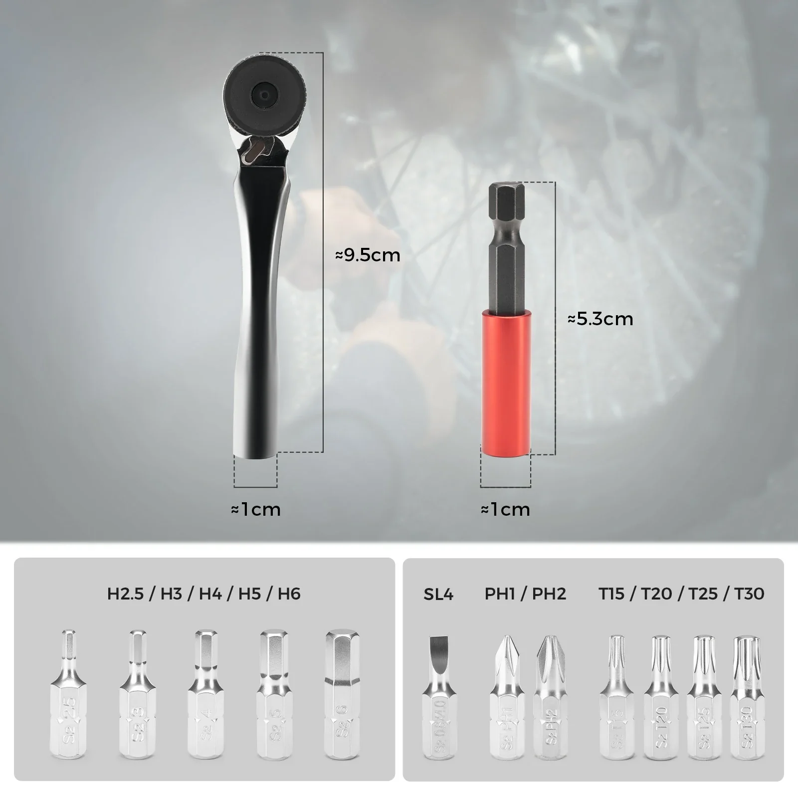 Portable Cycling Tool Kit Mini Ratchet Wrench 12 Bits - Image 4