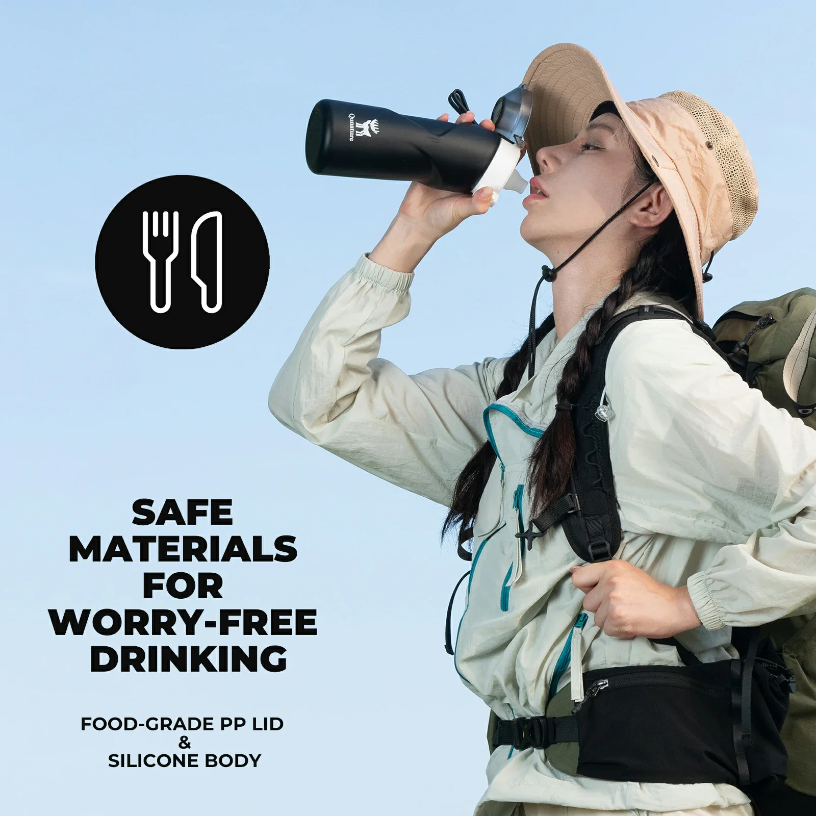 Qunature Collapsible Water Bottle Silicone 700 ml - Image 3