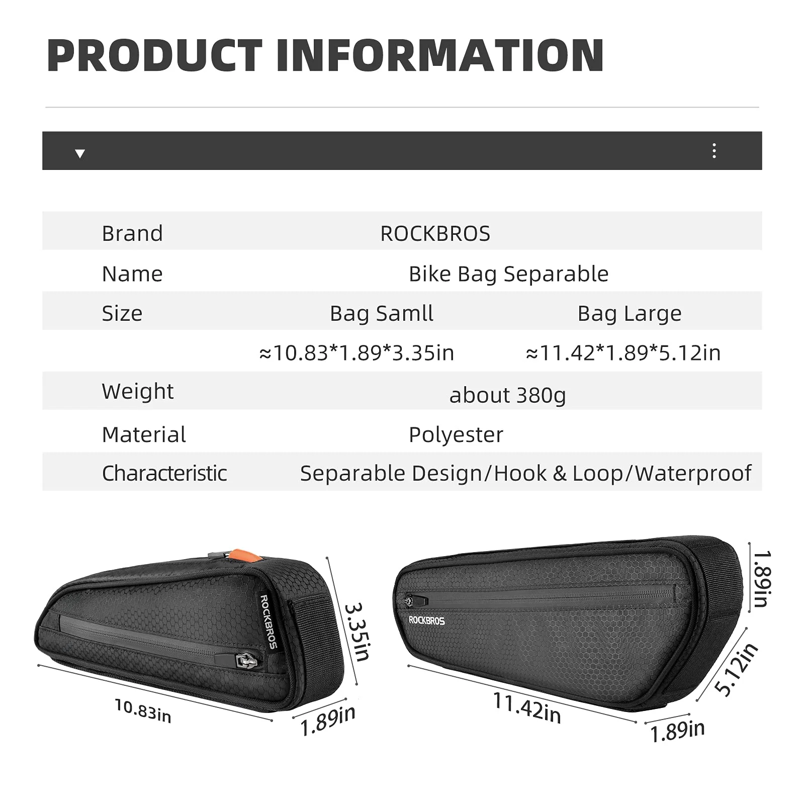 ROCKBROS Combination Triangular Bag 2 in 1 Bicycle Frame Bag - Image 7