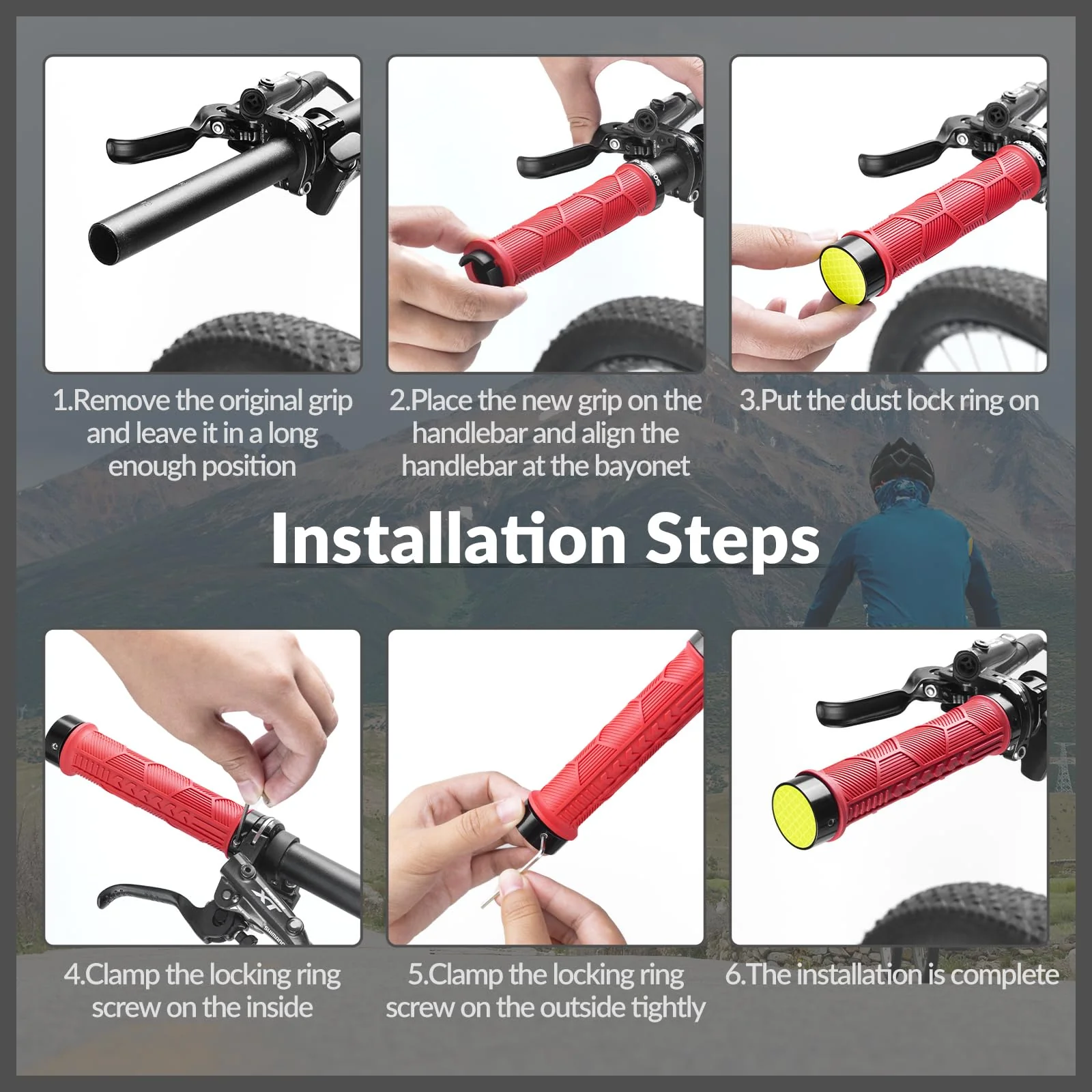 ROCKBROS Bicycle Handlebar Grips Non-slip Rubber Handlebar Grips - Image 24
