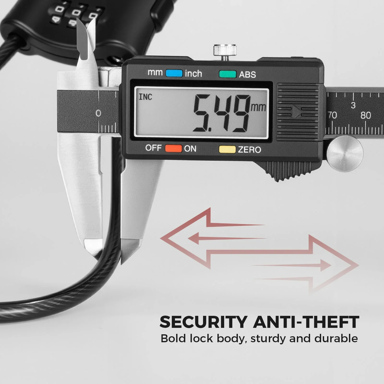 ROCKBROS Bicycle Lock with 5.5 mm Steel Cable - Image 6