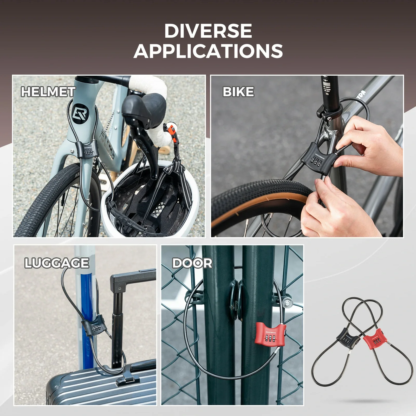 ROCKBROS Bicycle Lock with 5.5 mm Steel Cable - Image 7
