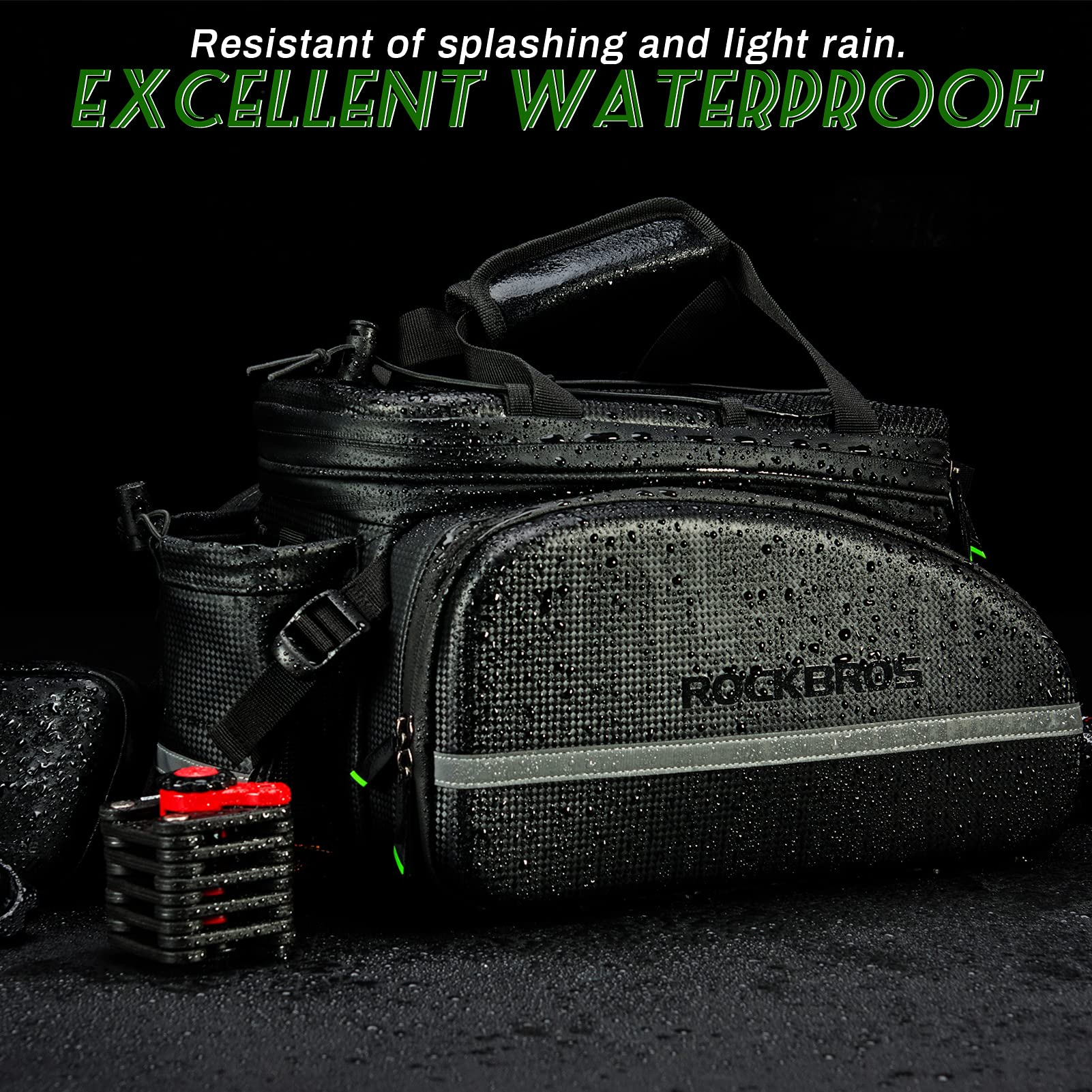 ROCKBROS Bicycle Pannier Bag Waterproof Carbon Texture Rear Rack Bag - Image 5