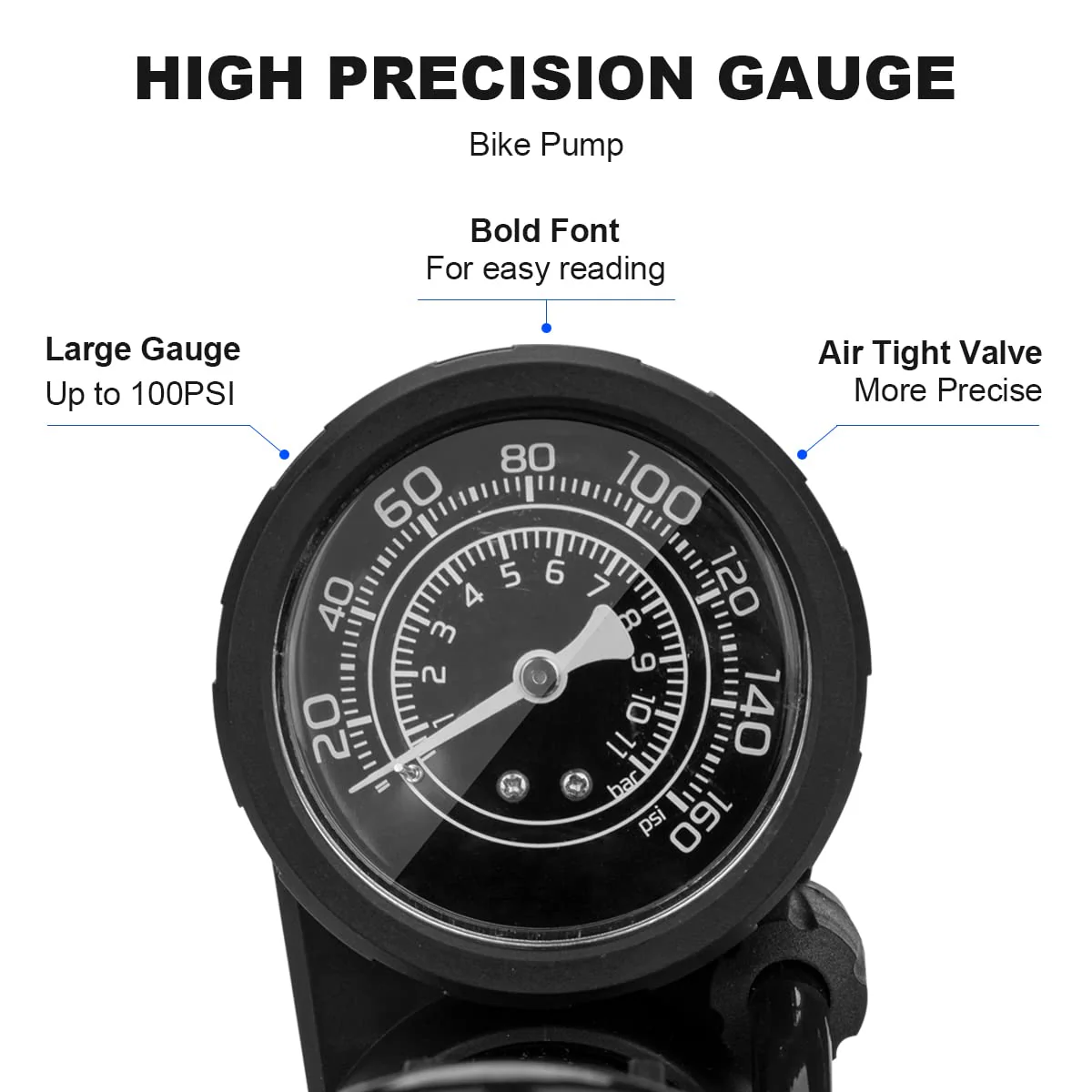 ROCKBROS Bicycle Pump Mini Foot Pumps Portable Pump with Pressure Gauge - Image 4