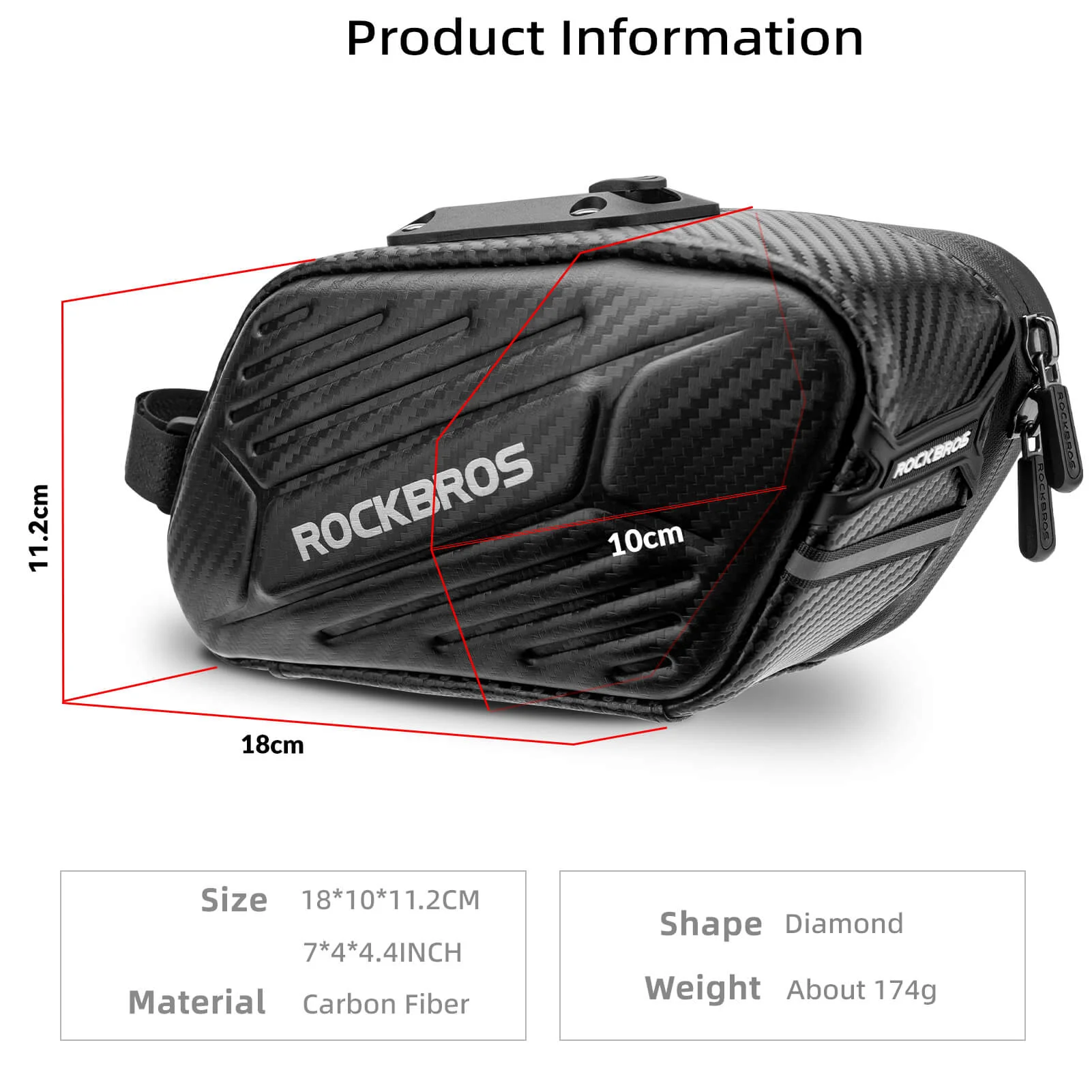 ROCKBROS Bicycle Saddle Bag Waterproof Pouch Stiff Mountain Bag 1.5 L - Image 2