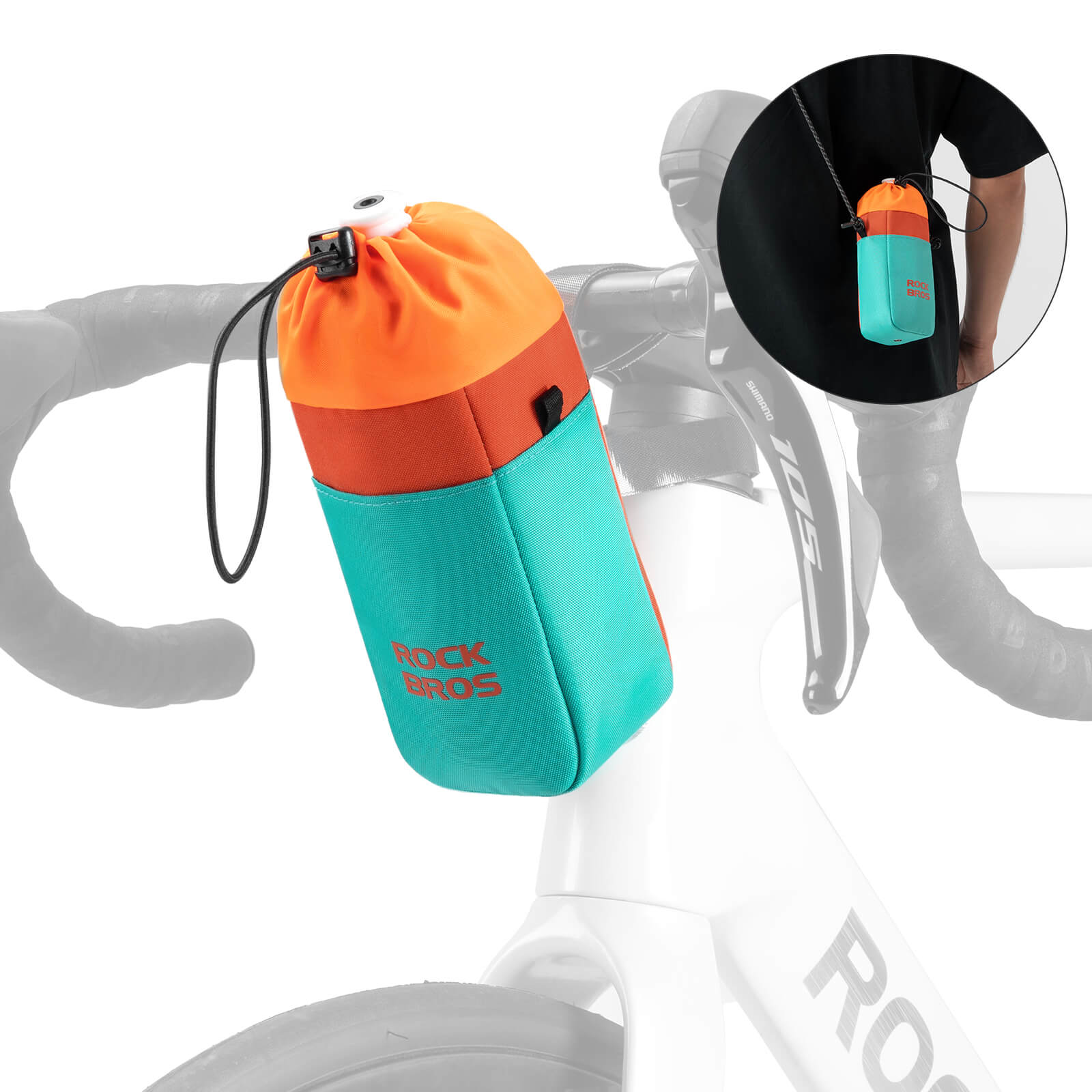 ROCKBROS Bike Bottle Holder Handlebar Bag with Shoulder Strap - P004 - Image 2