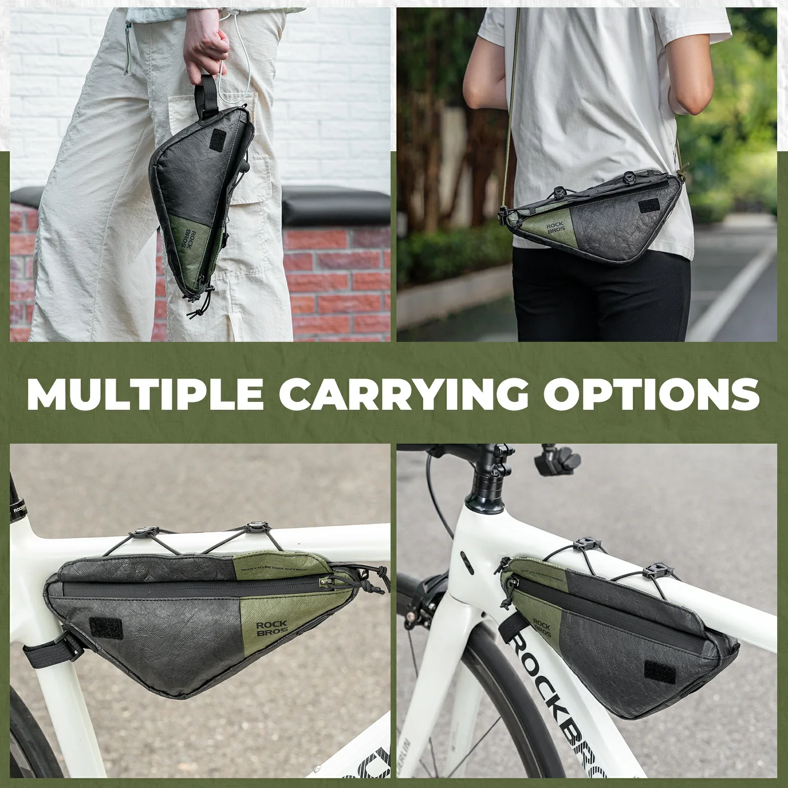 ROCKBROS Bike Frame Triangle Bag with Shoulder Strap 0.7L - Image 7