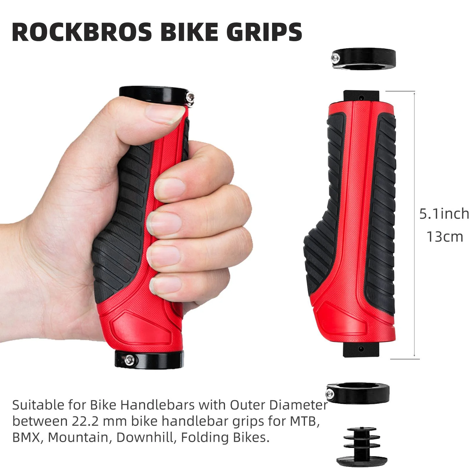 ROCKBROS Bike Grips Mountain Bike Handlebar Double Lock Rubber - Image 15