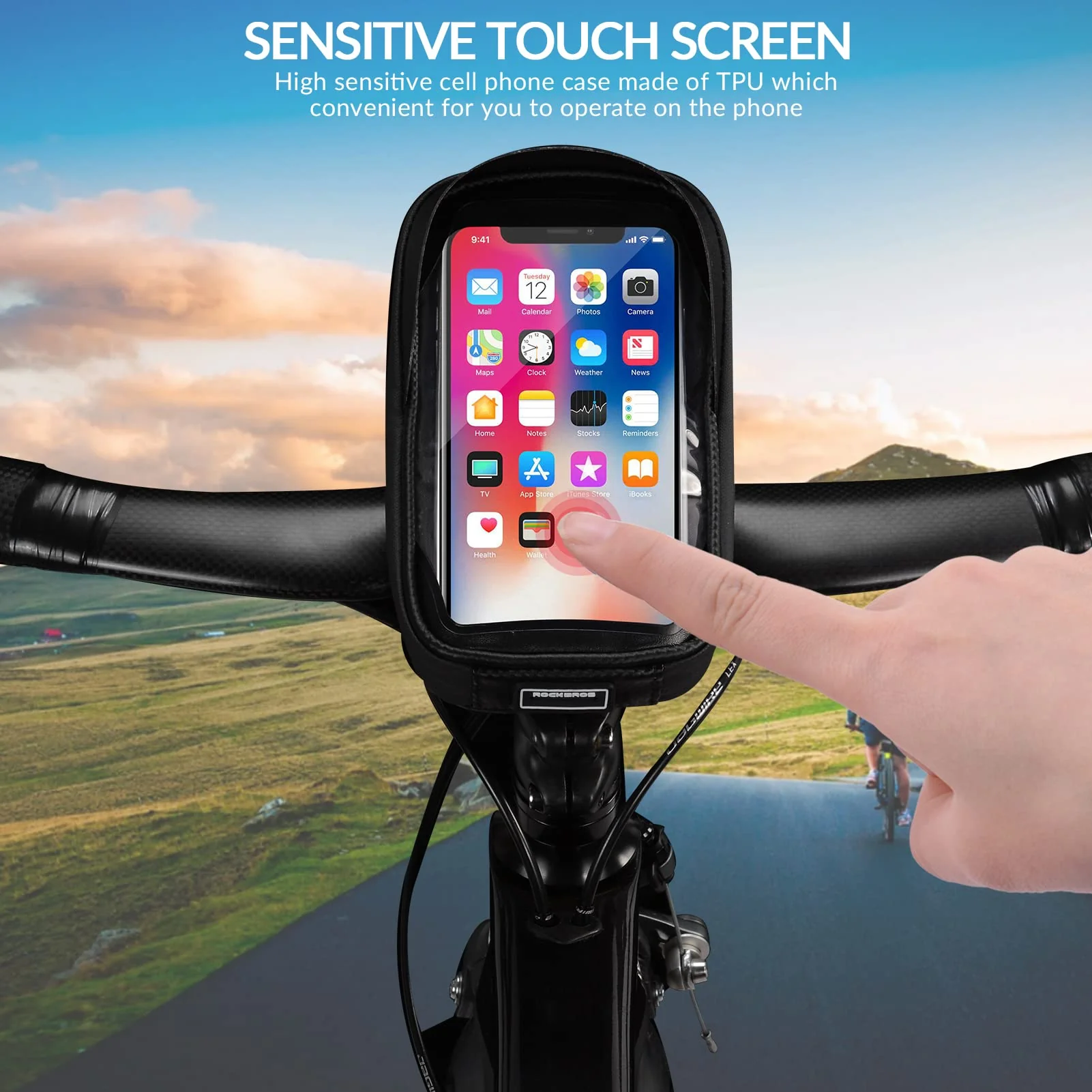 ROCKBROS Bike Handlebar Bags Waterproof Touch Screen Pouch Case Holder - Image 3