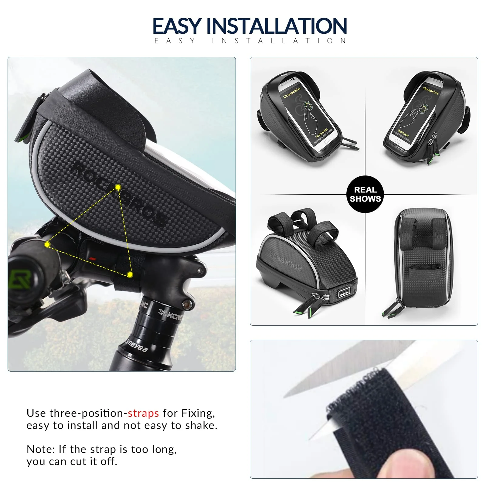 ROCKBROS Bike Handlebar Bags Waterproof Touch Screen Pouch Case Holder - Image 6