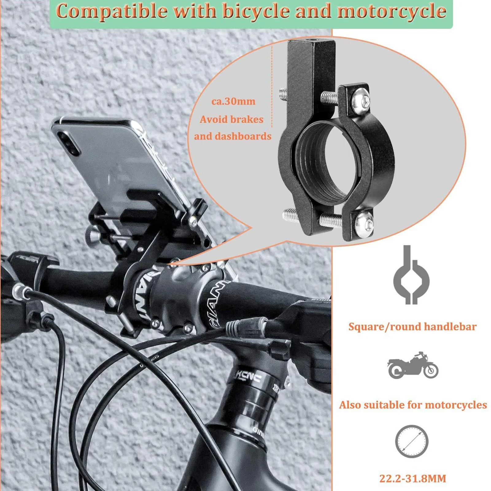 ROCKBROS Bike Mobile Phone Holder CNC Aluminum Bracket Five Claws Phone Holder - Image 5