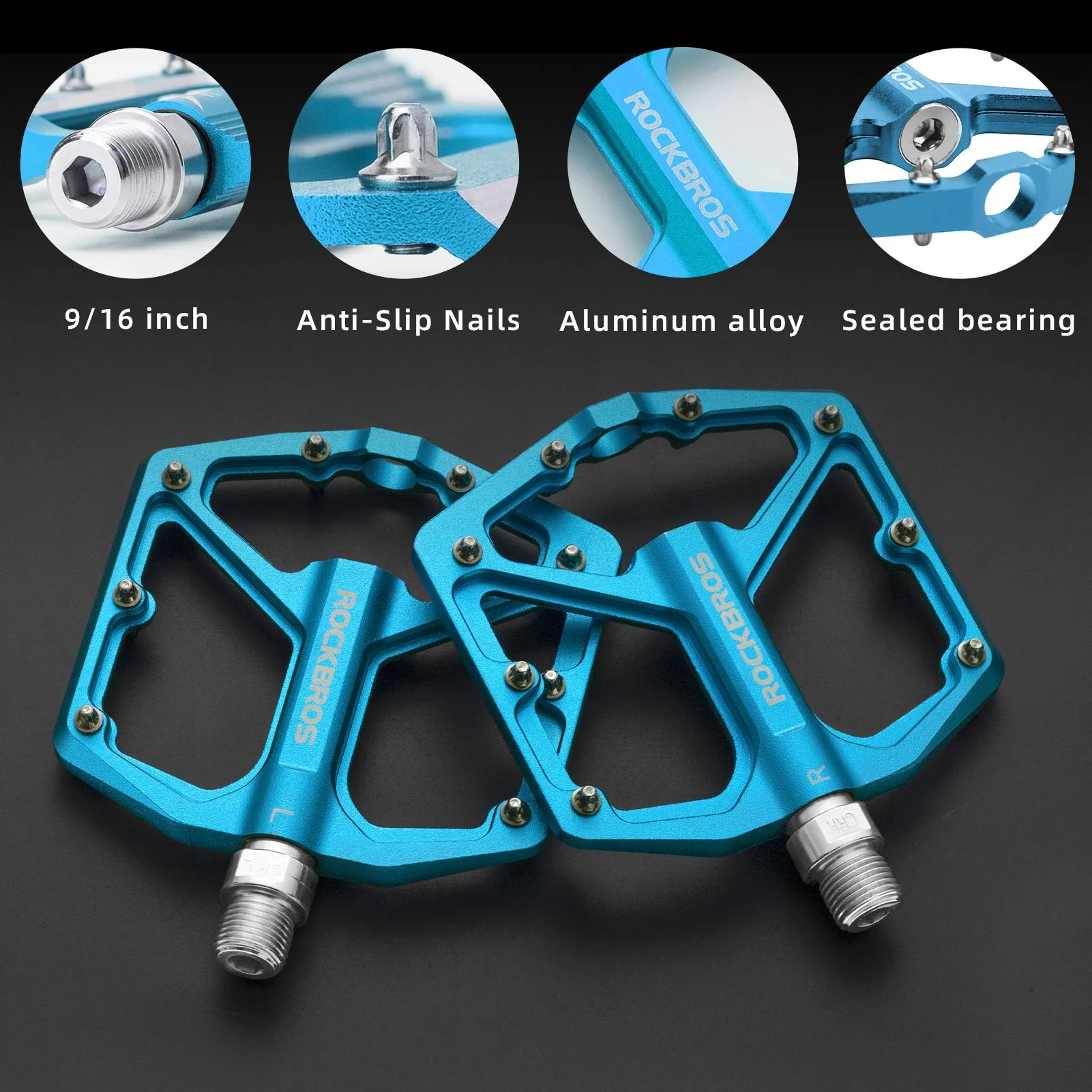ROCKBROS Bike Pedals Ultra Lightweight Flat Pedals 9/16 Inch (Pair) - Image 20