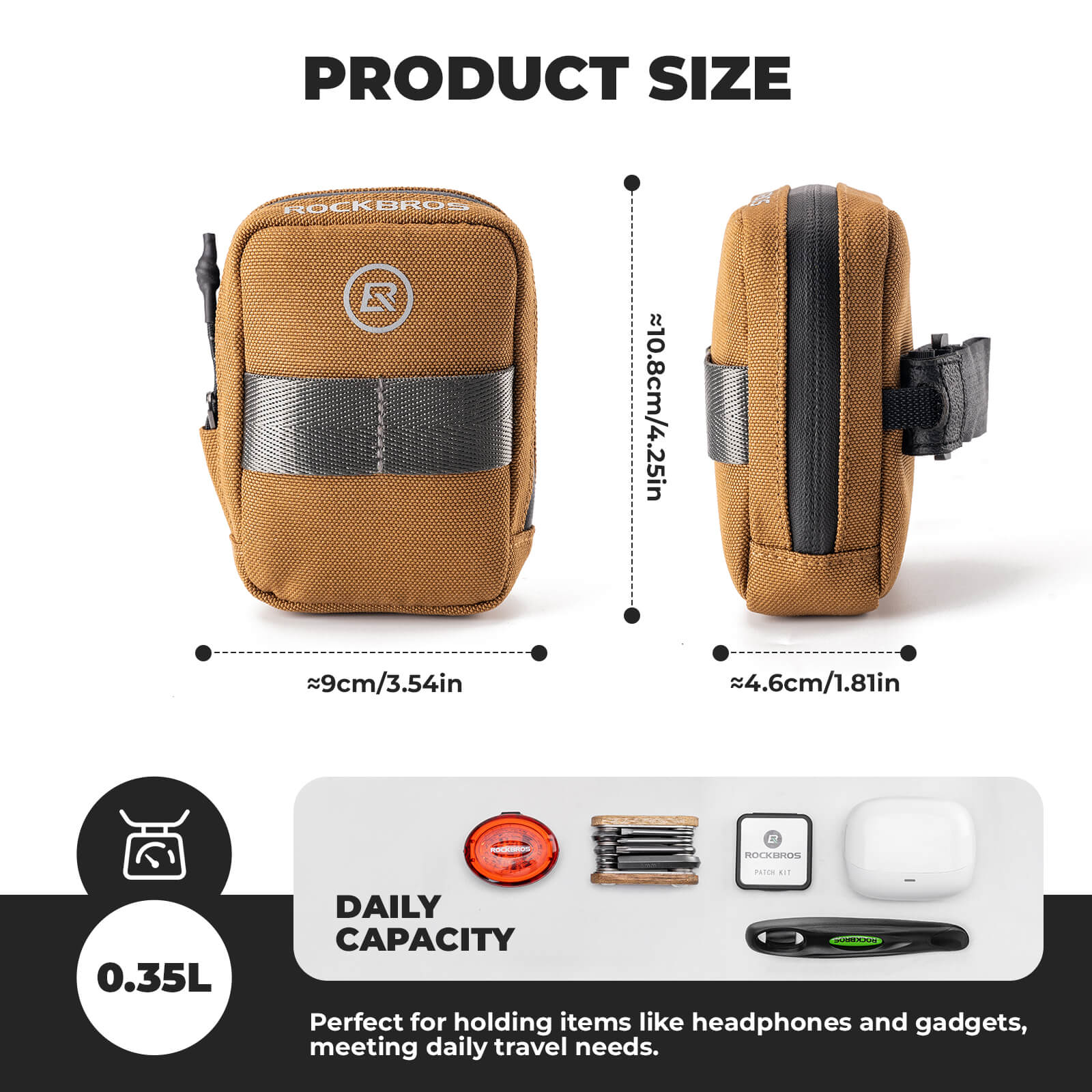 ROCKBROS Bike Saddle Bag Portable 0.35L - Image 9