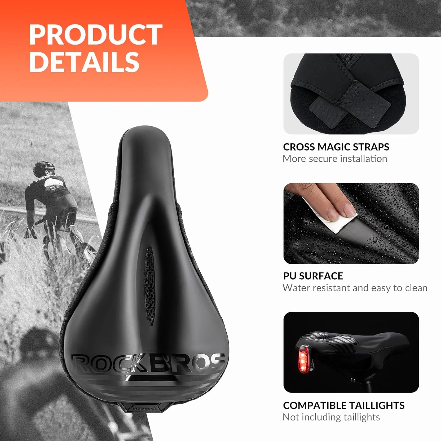 ROCKBROS Bike Saddle Cover Soft Saddle Protector with Gel Padded - Image 6