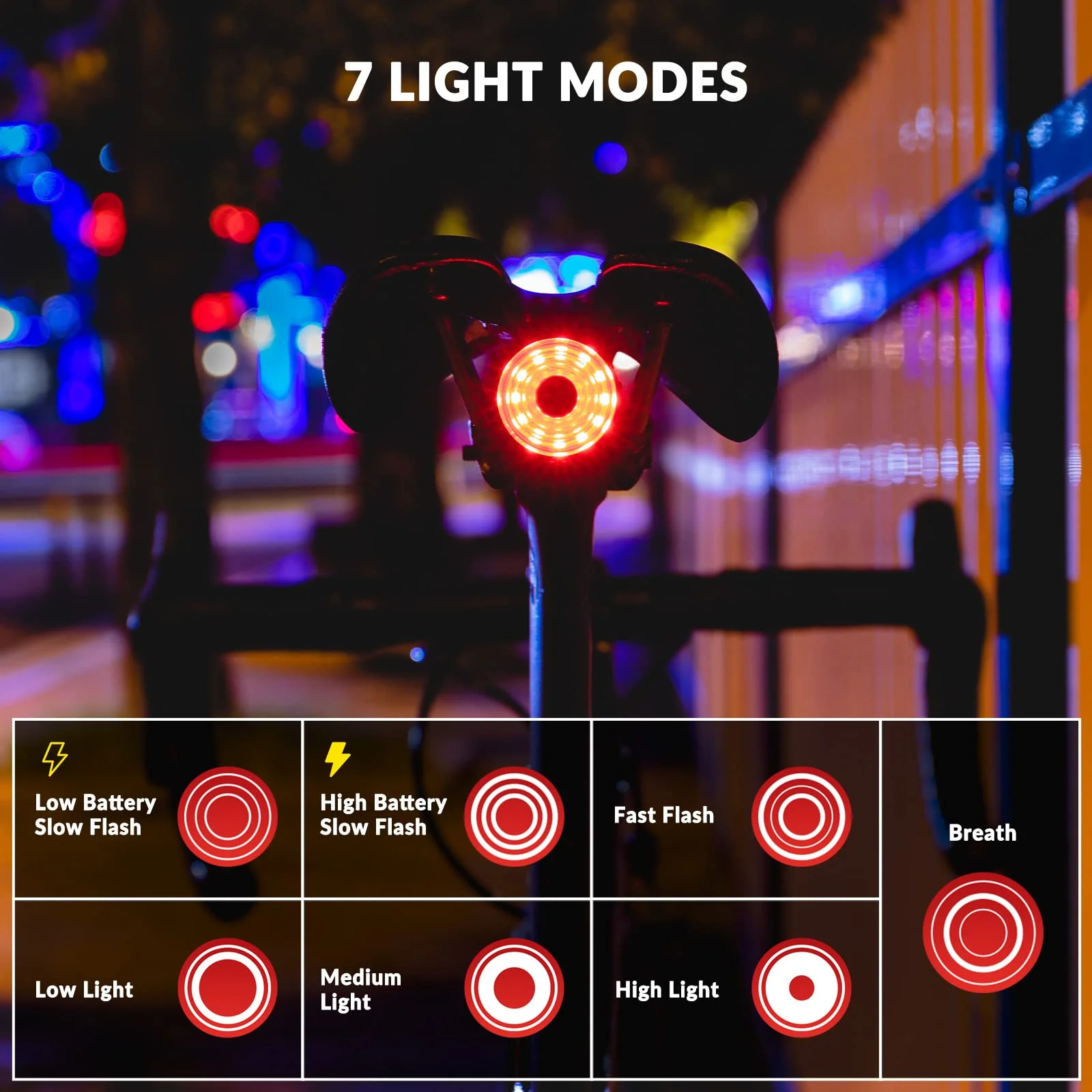 ROCKBROS Brake Sensing Rear Bike Tail Light 100 Lumens USB Rechargeable - Image 2