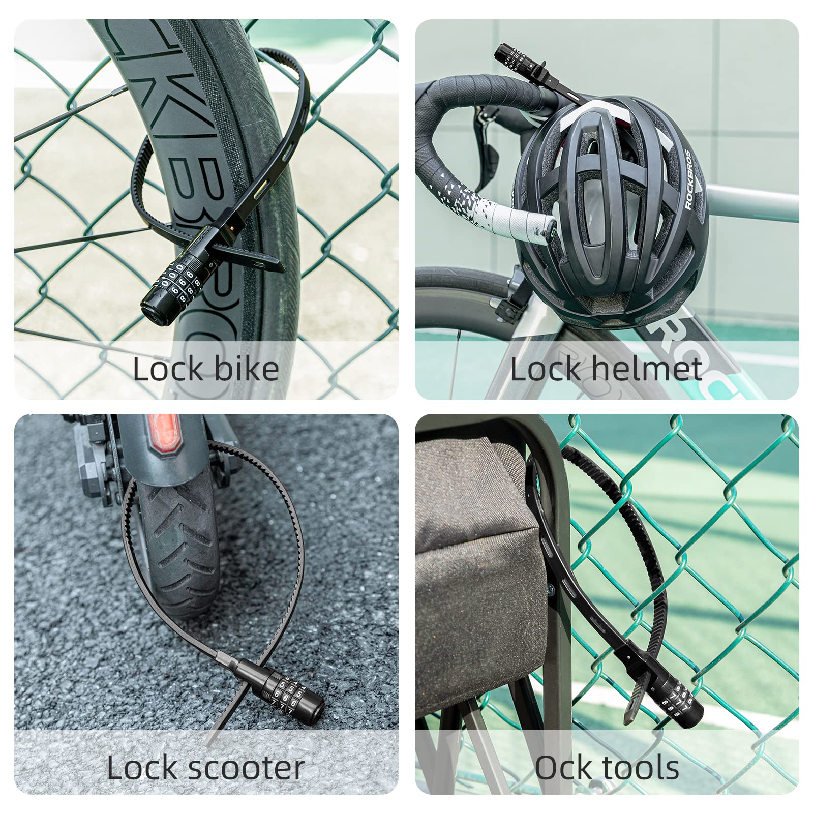 ROCKBROS Cycling Lock High Security Combination Lock with 3 Digit Code - Image 6