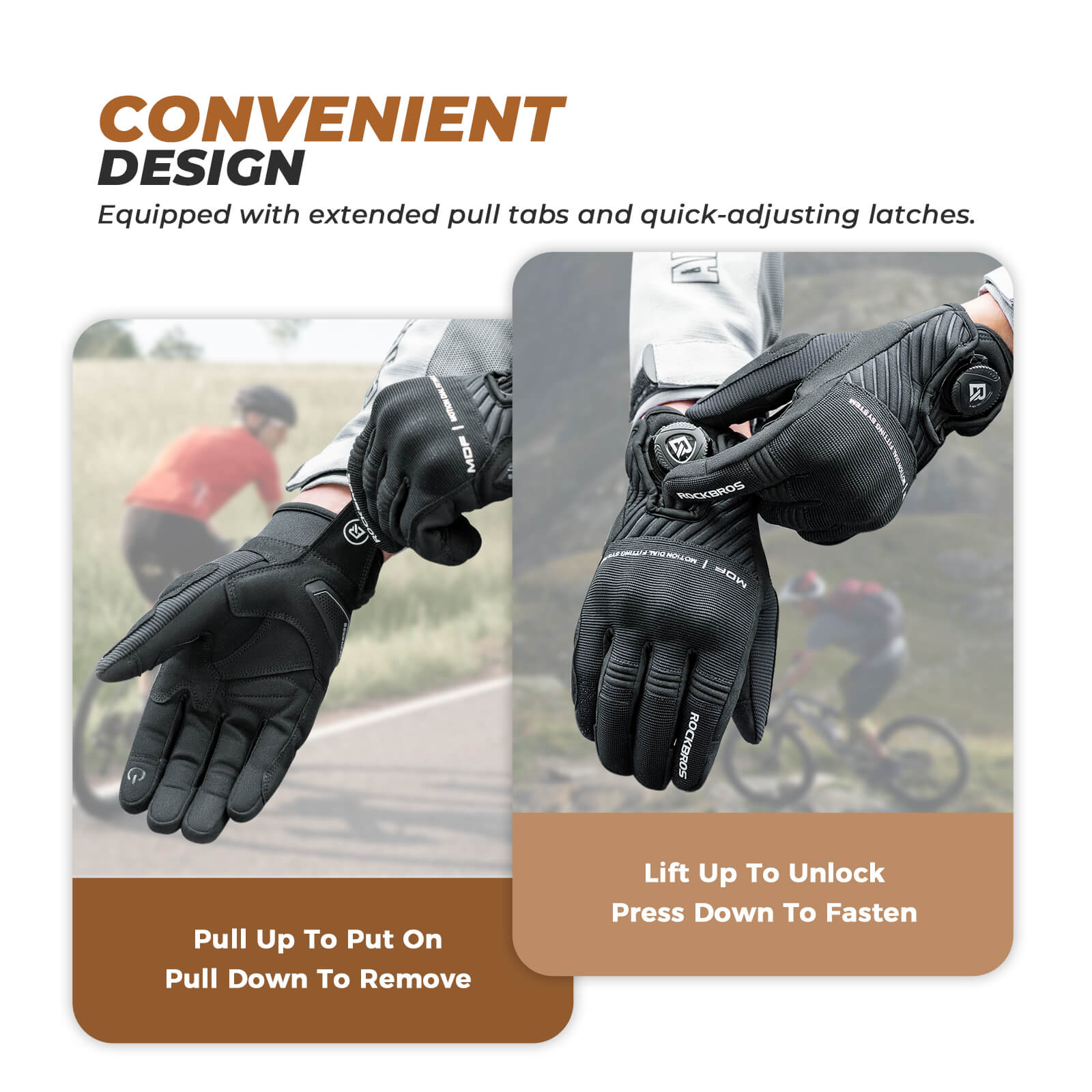 ROCKBROS Full Finger Cycling Gloves Touchscreen Breathable Flexible Padded - Image 4