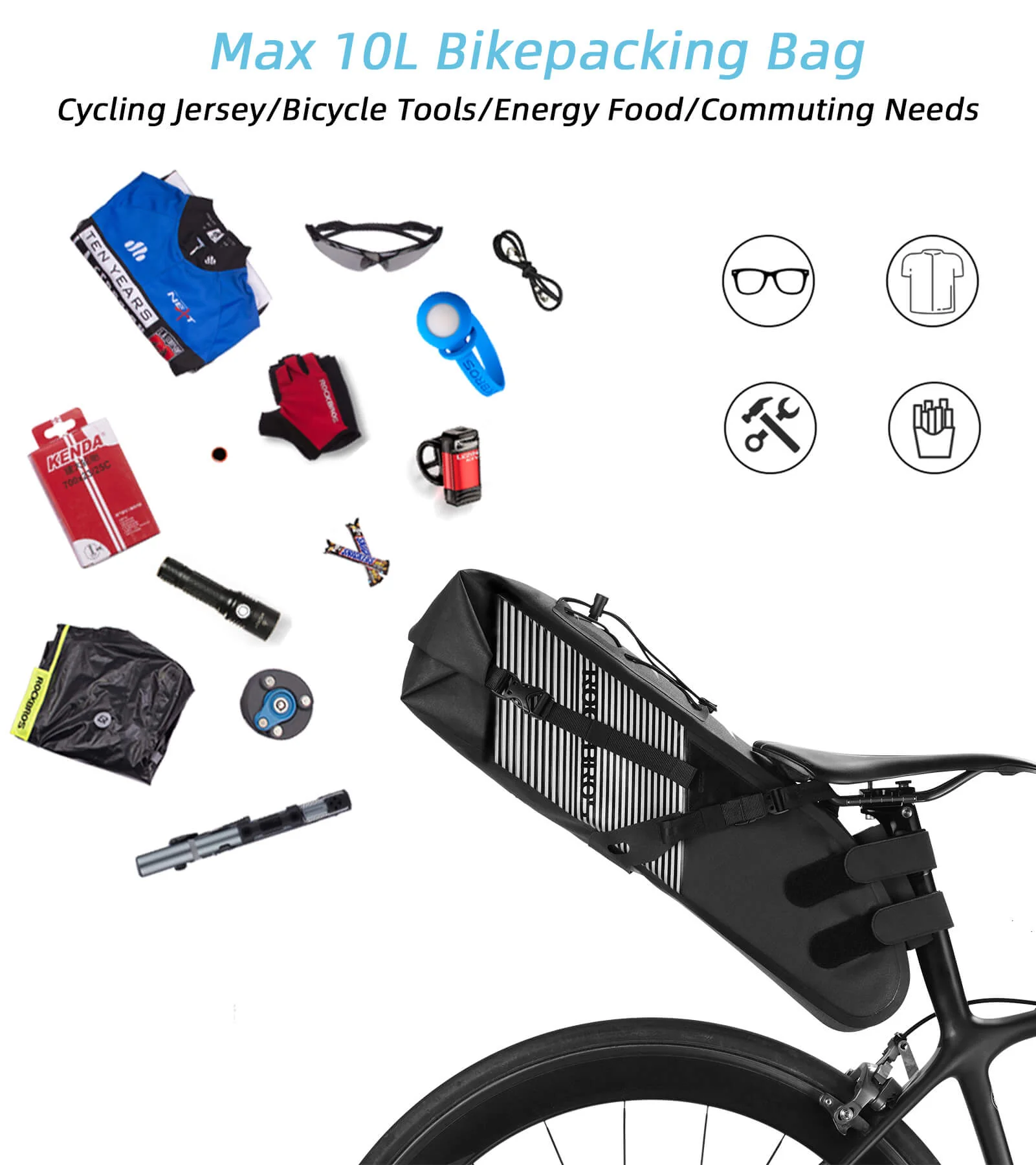 ROCKBROS IPX7 Waterproof 10L Large Capacity Bike Seat Bag - Image 2
