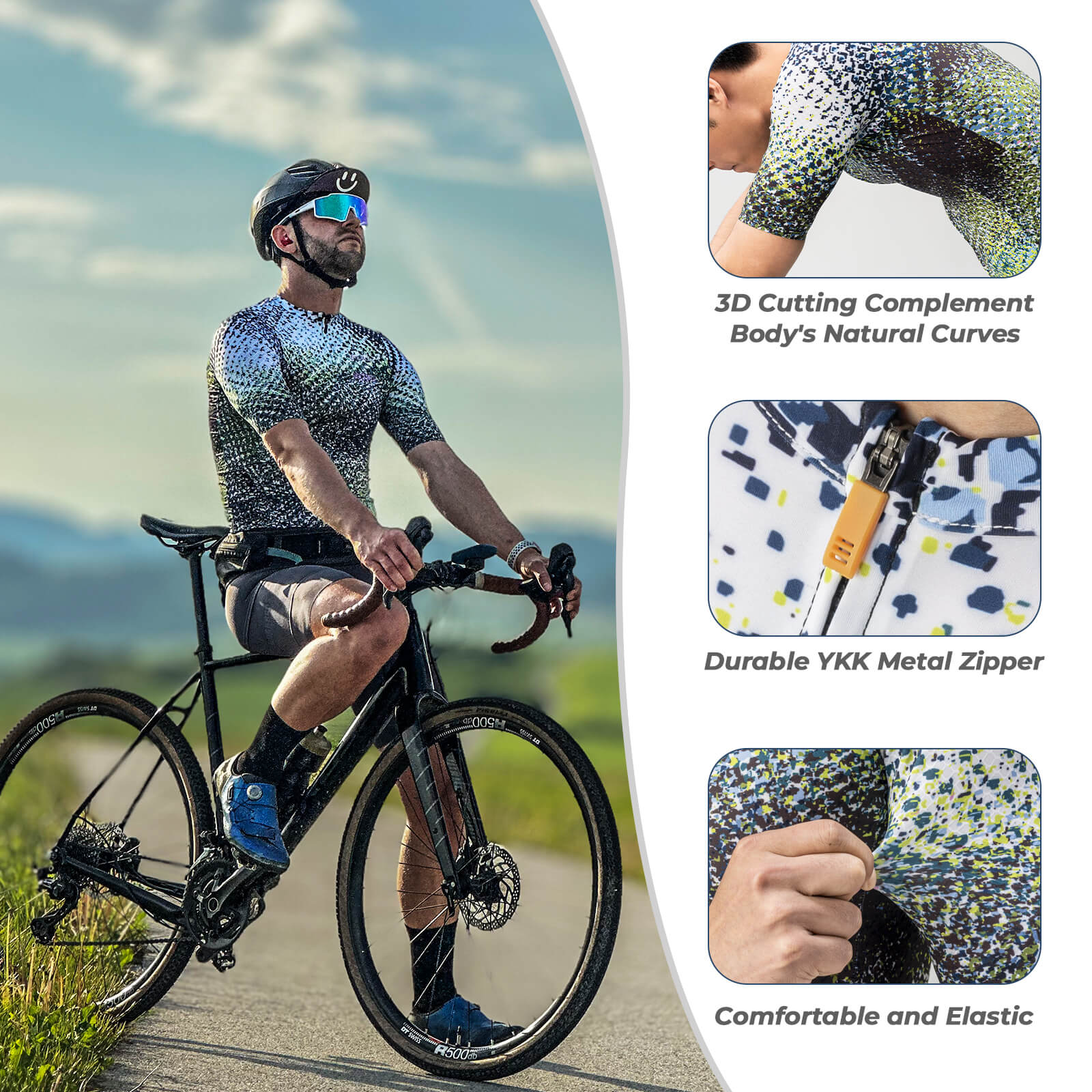 ROCKBROS Men's Short-Sleeve Cycling Jersey Camouflage Reflective - Image 3