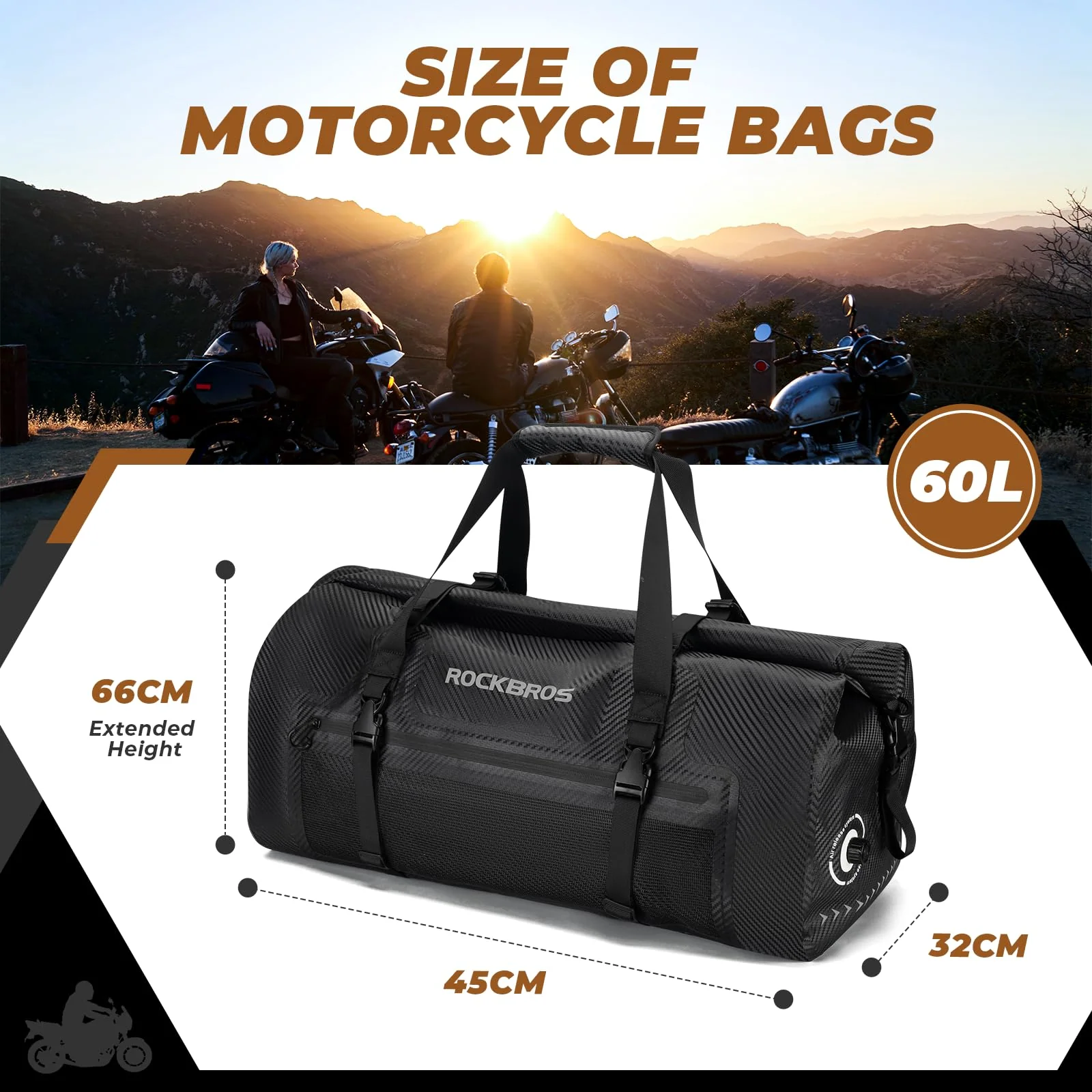 ROCKBROS Motorcycle Tail Bag 100% Waterproof Motorcycle Travel Luggage Bag - Image 26