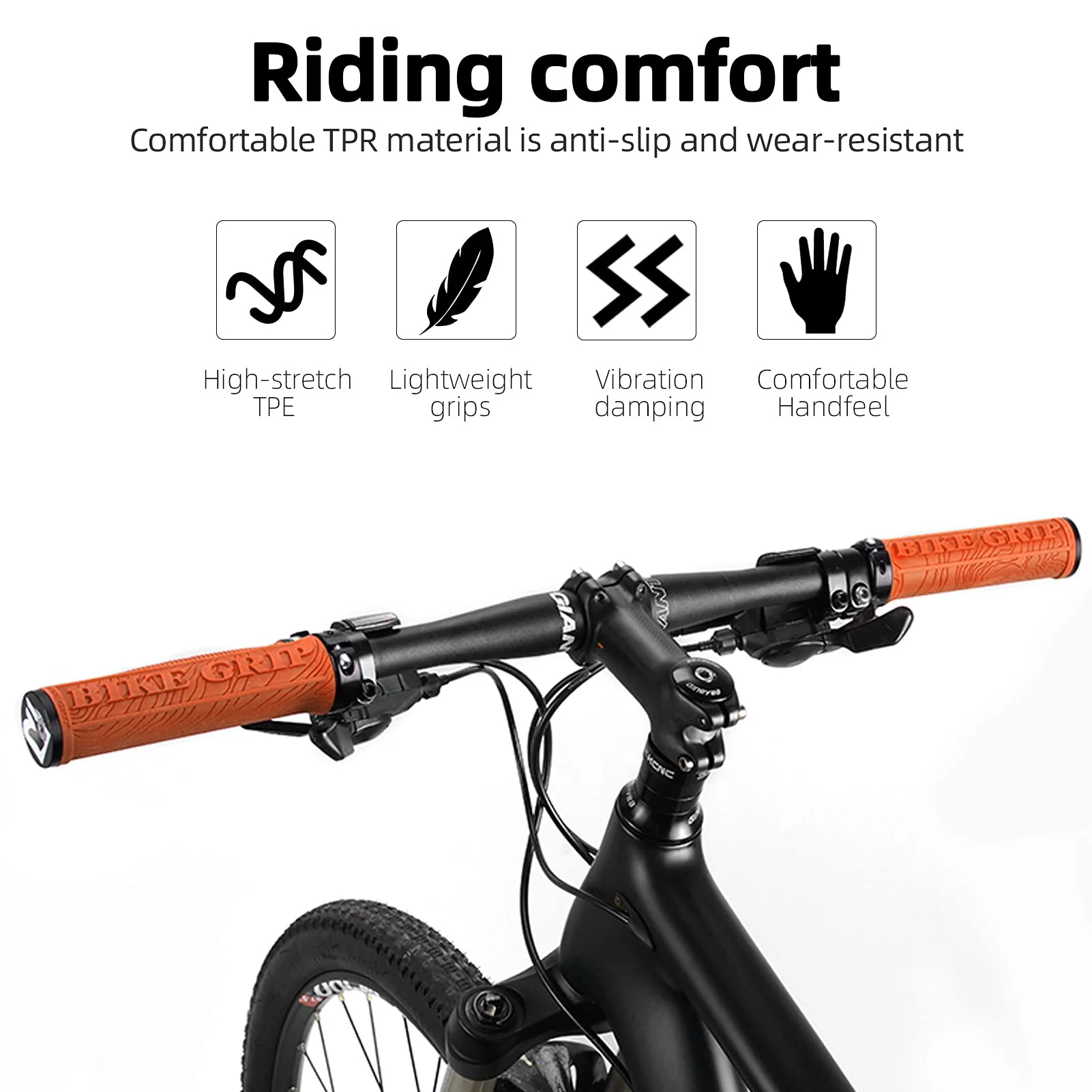 ROCKBROS Mountain Bike Handlebar Grips Double Lock-on Rubber Anti-slip - Image 15