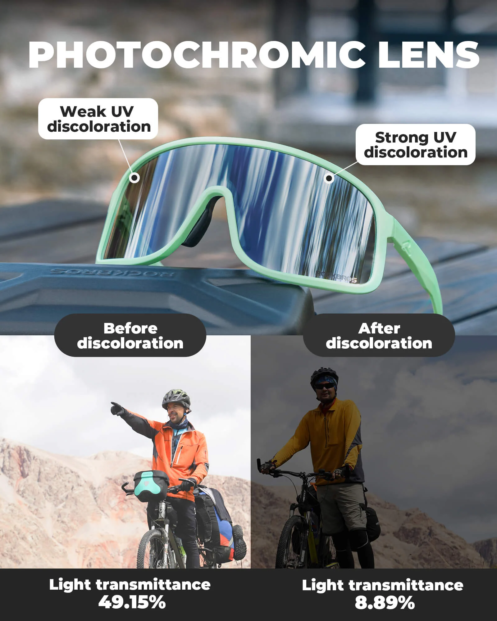 Photochromic Sunglasses TR90 Frame Cycling Glasses UV40 SP350 - Image 15