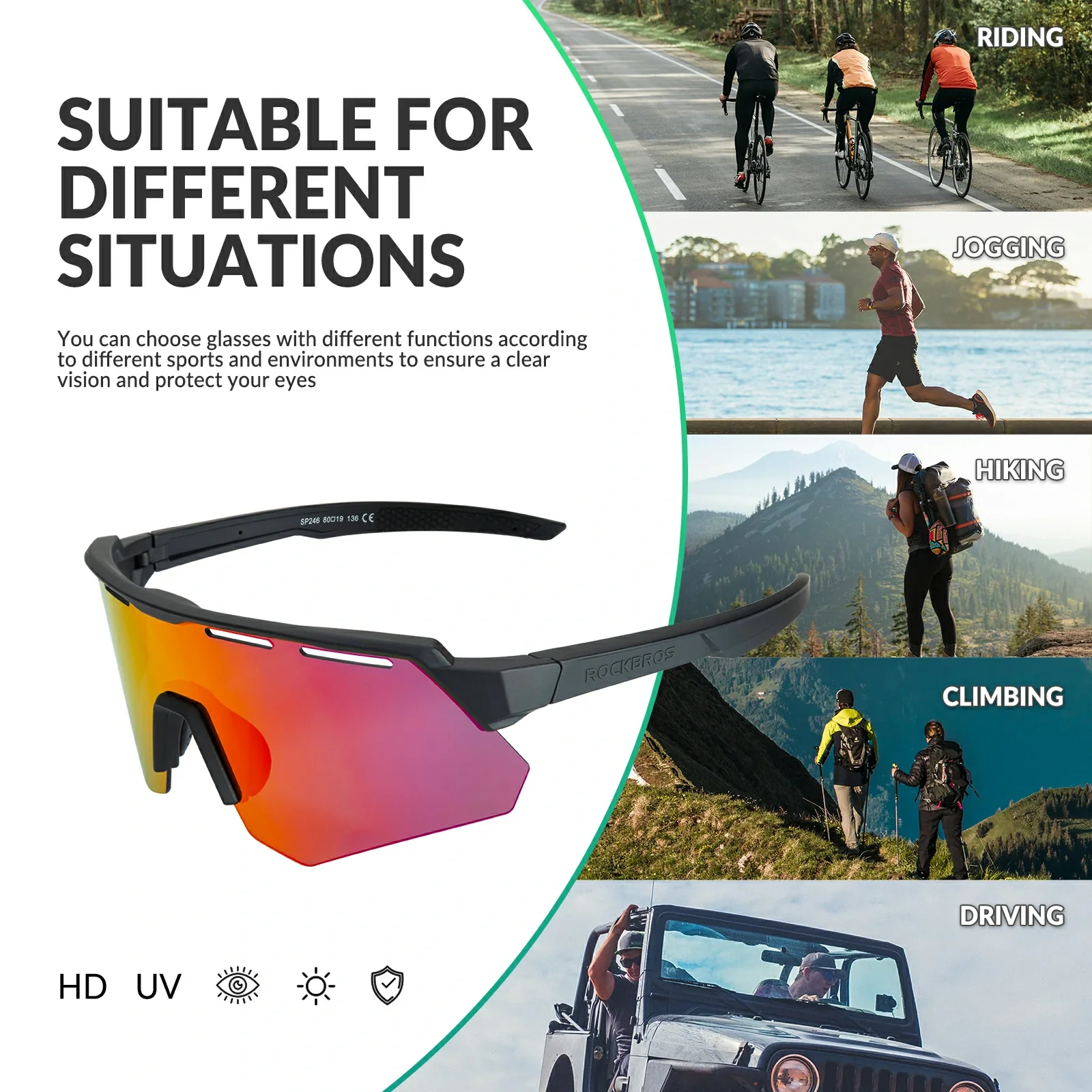 ROCKBROS Polarized Cycling Glasses with 4 Interchangeable Lenses - Image 10