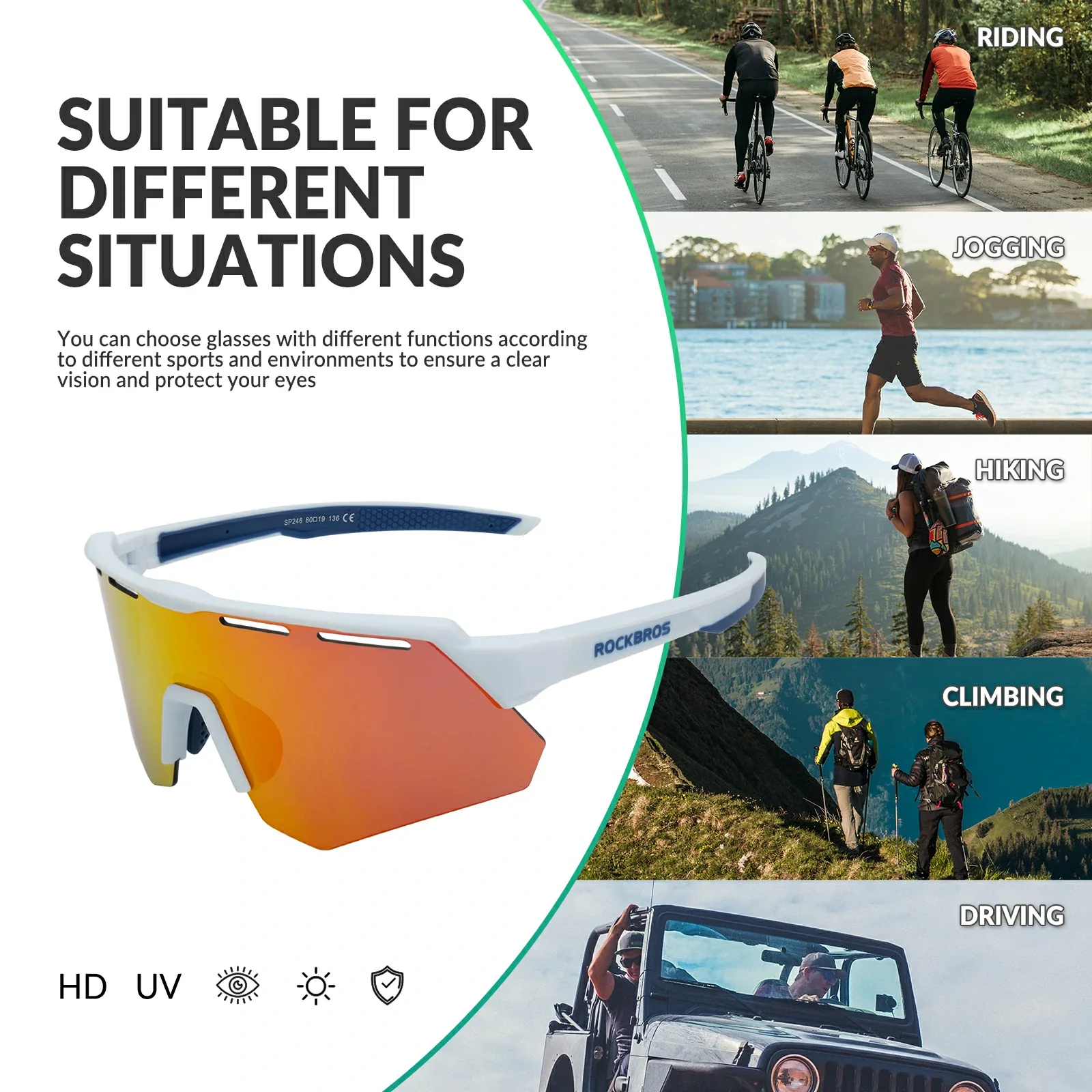 ROCKBROS Polarized Cycling Glasses with 4 Interchangeable Lenses - Image 20