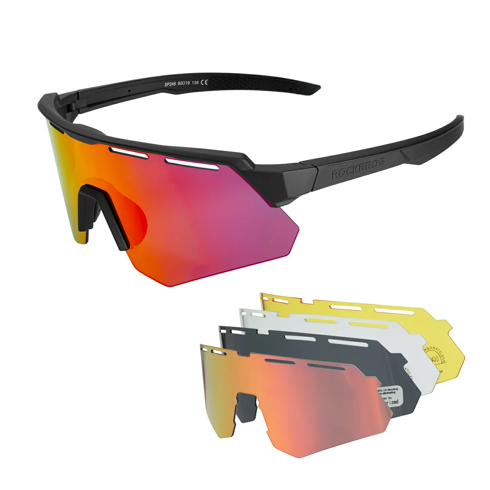 ROCKBROS Polarized Cycling Glasses with 4 Interchangeable Lenses - Image 6