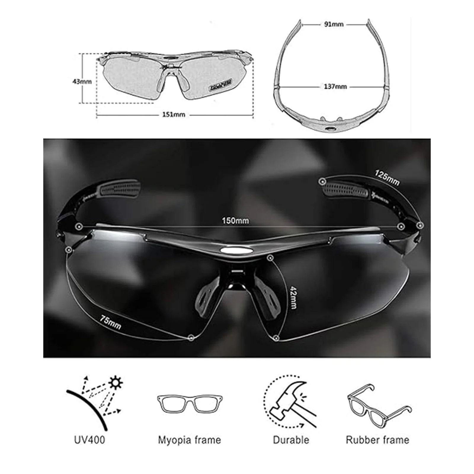 ROCKBROS Polarized Cycling Sunglasses with 4 Interchangeable Lenses - Image 18