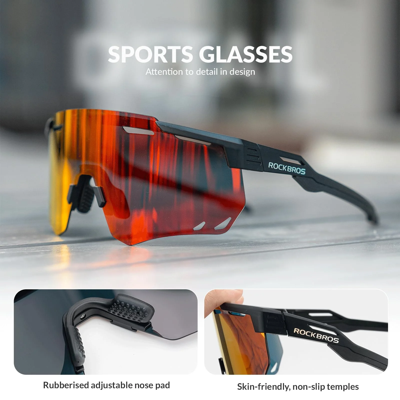 ROCKBROS Polarized Sunglasses 100% UV400 Protection Cycling Glasses - Image 4