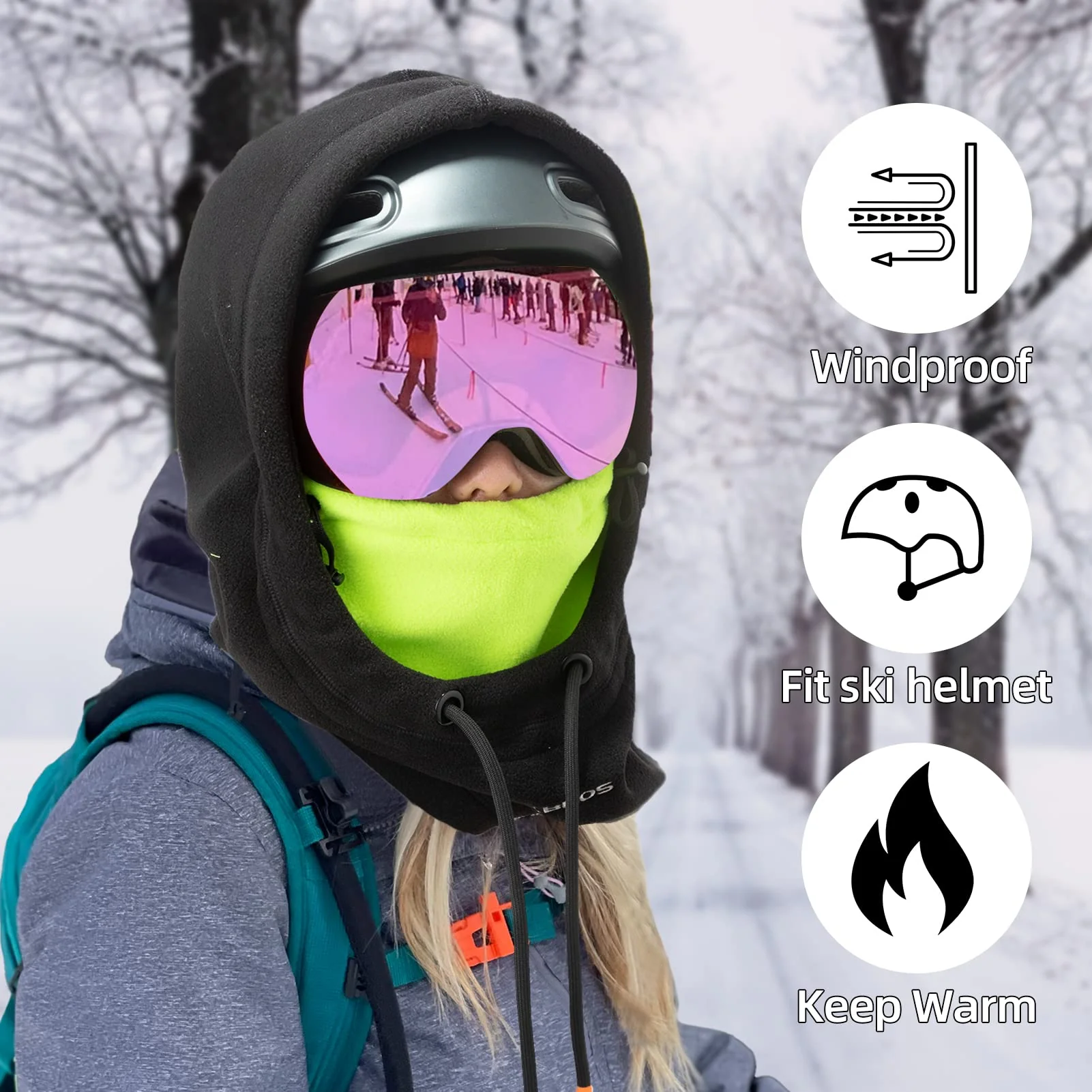 ROCKBROS Ski Mask Balaclava Windproof Thermal Hood for Men & Women - Image 2