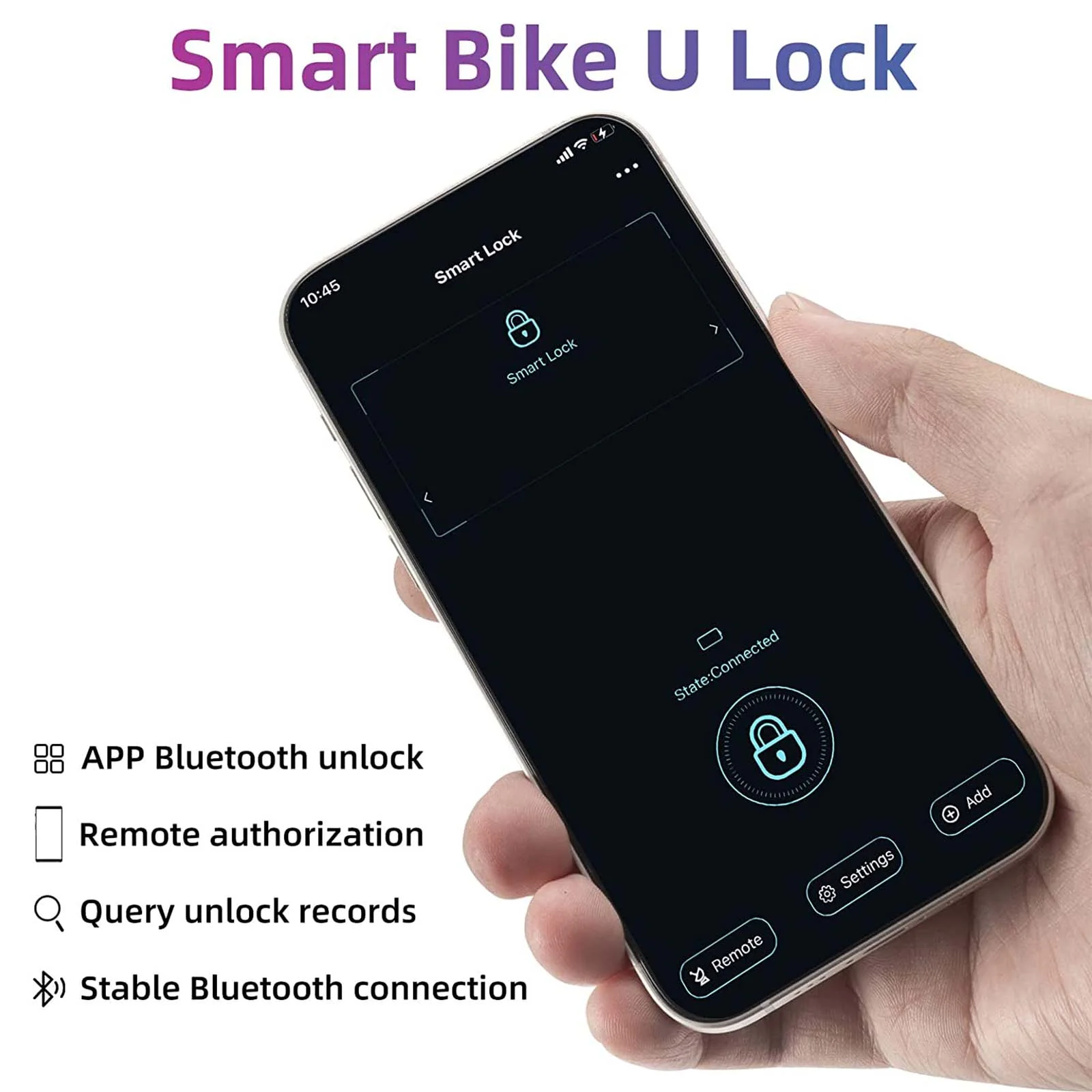 ROCKBROS Smart Bike U Lock Waterproof with Fingerprint and App Control - Image 2