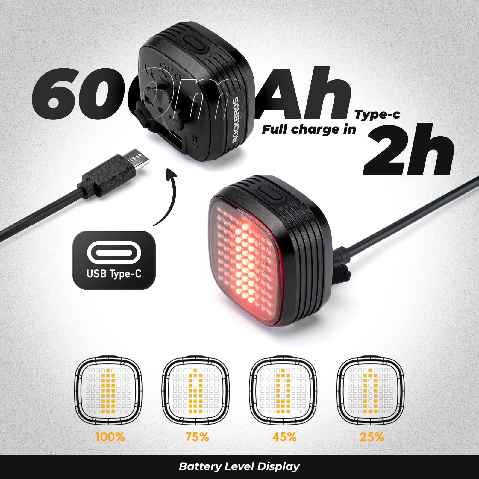 ROCKBROS Waterproof Ultra Bright LED Bike Taillight with 4 Modes - Image 6