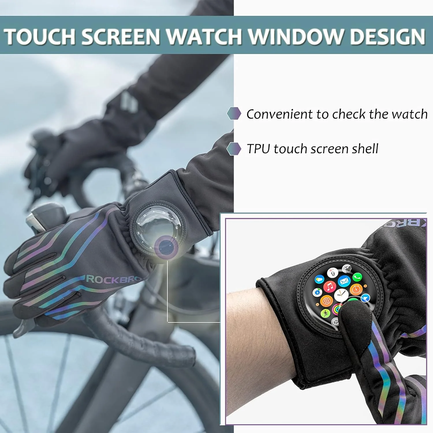 ROCKBROS Windproof Thermal Full Finger Cycling Gloves - Image 2